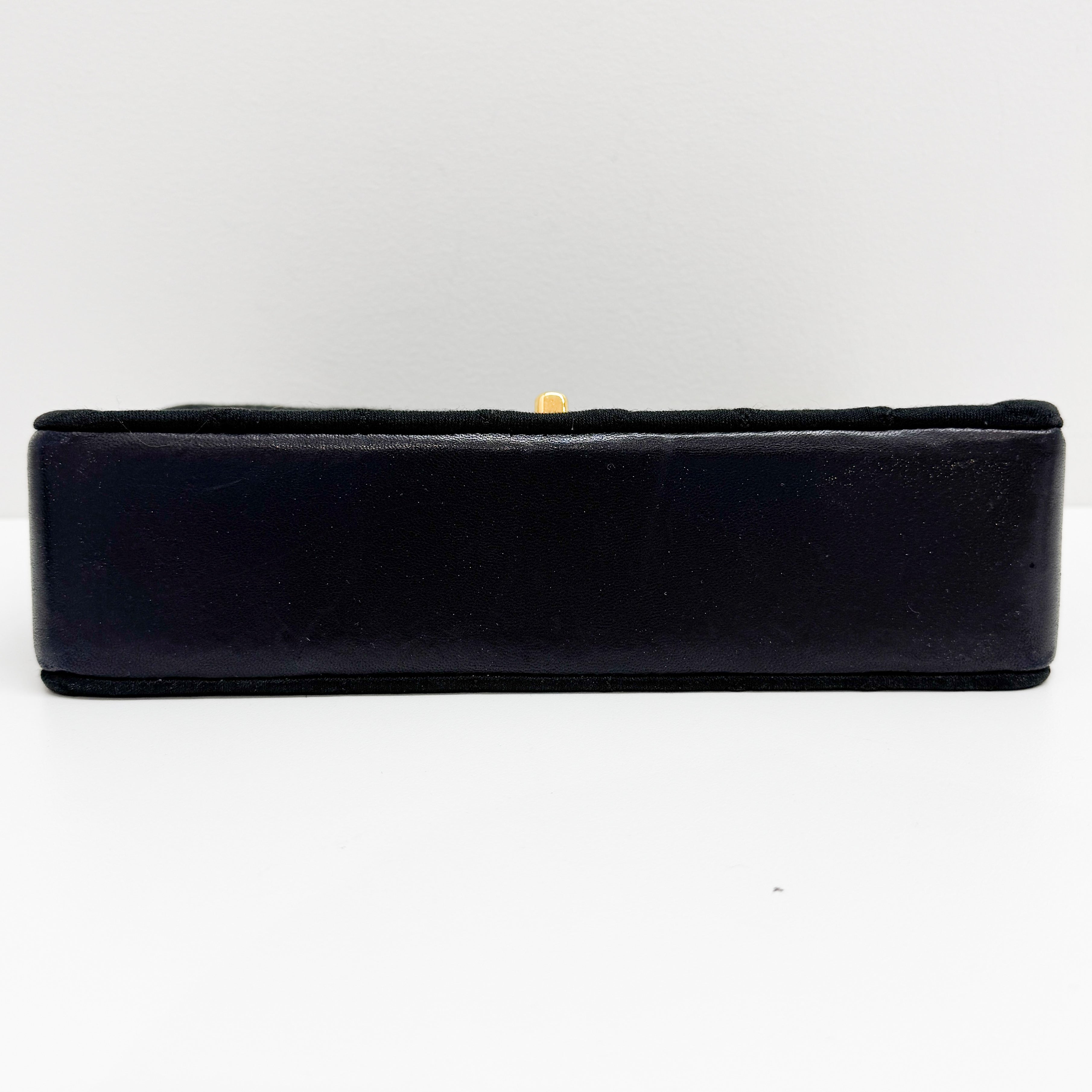 Timeless Double Flap Black Cotton Shoulder Bag