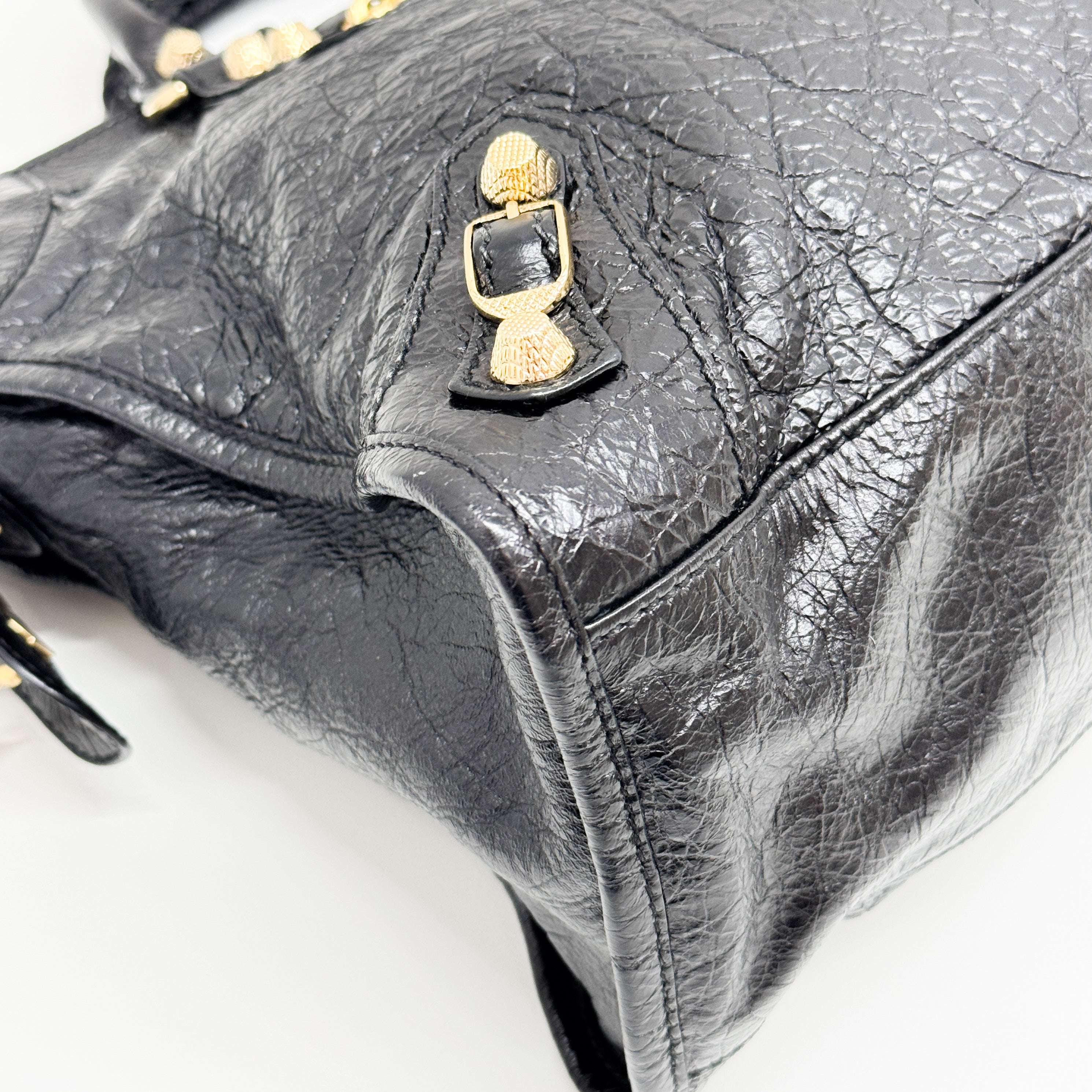 The City Black Calfskin Leather Two Way Bag