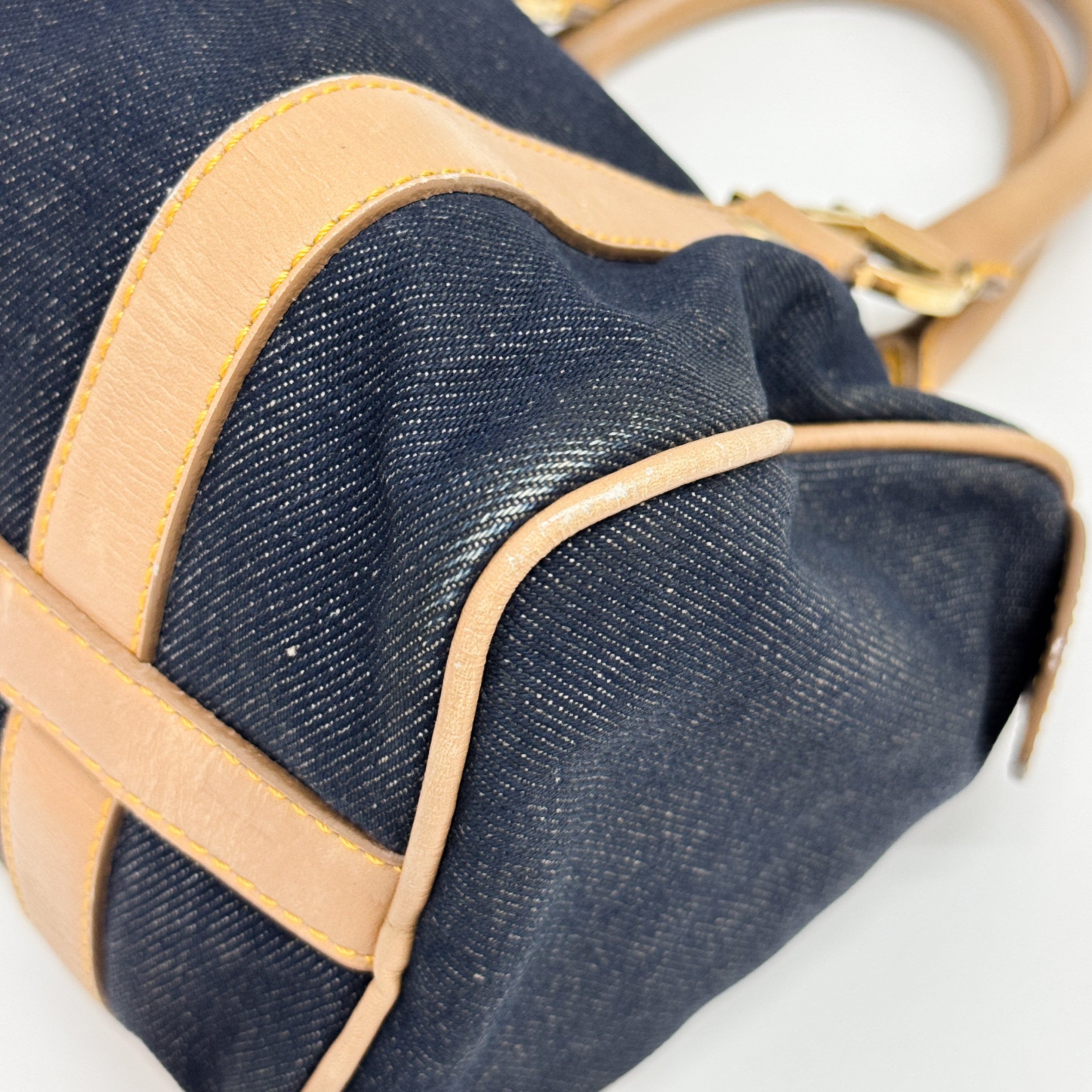 Mini Boston Blue Denim Hand Bag