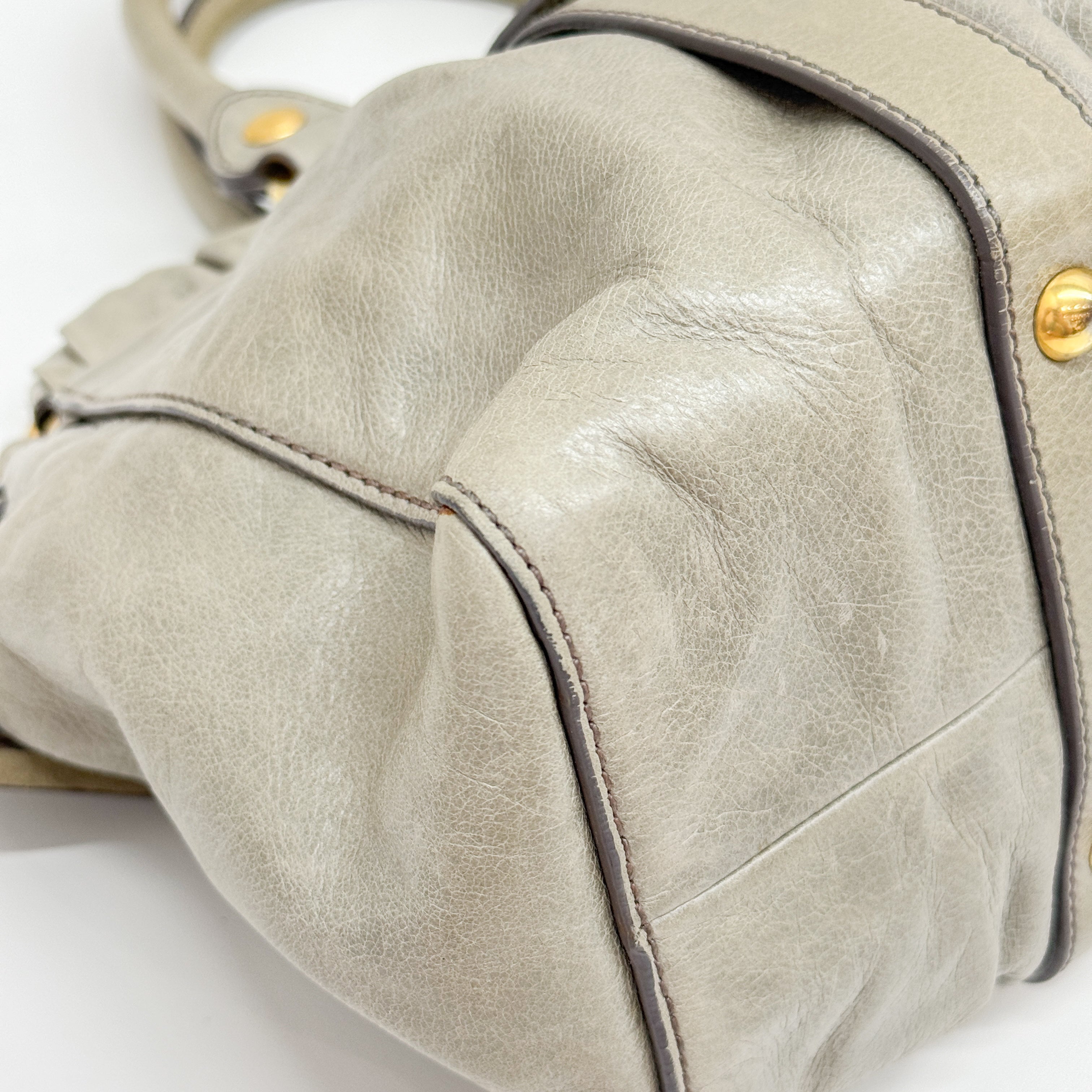 Vitello Beige Calfskin Leather Two Way Bag