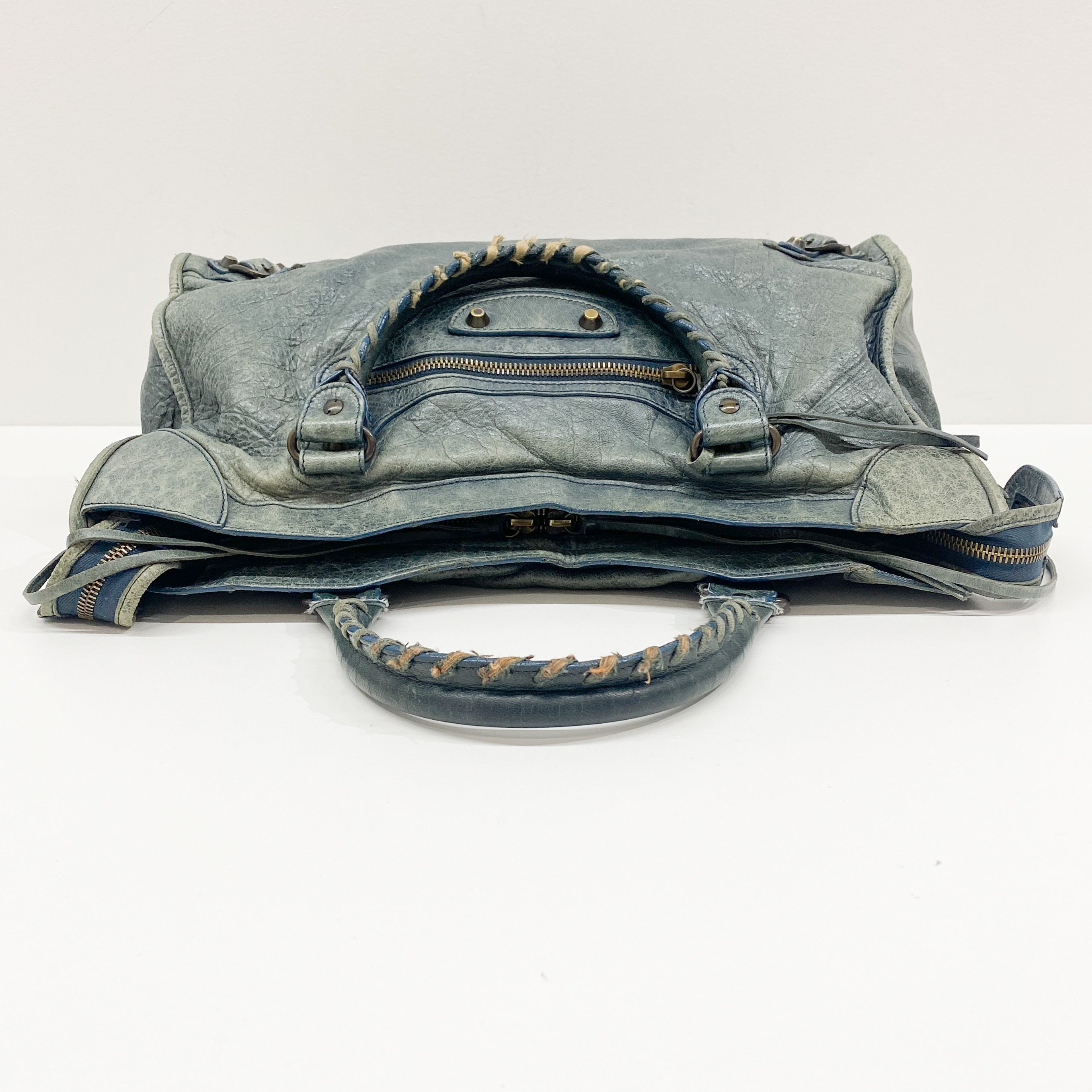 The City Green Calfskin Leather Two Way Bag