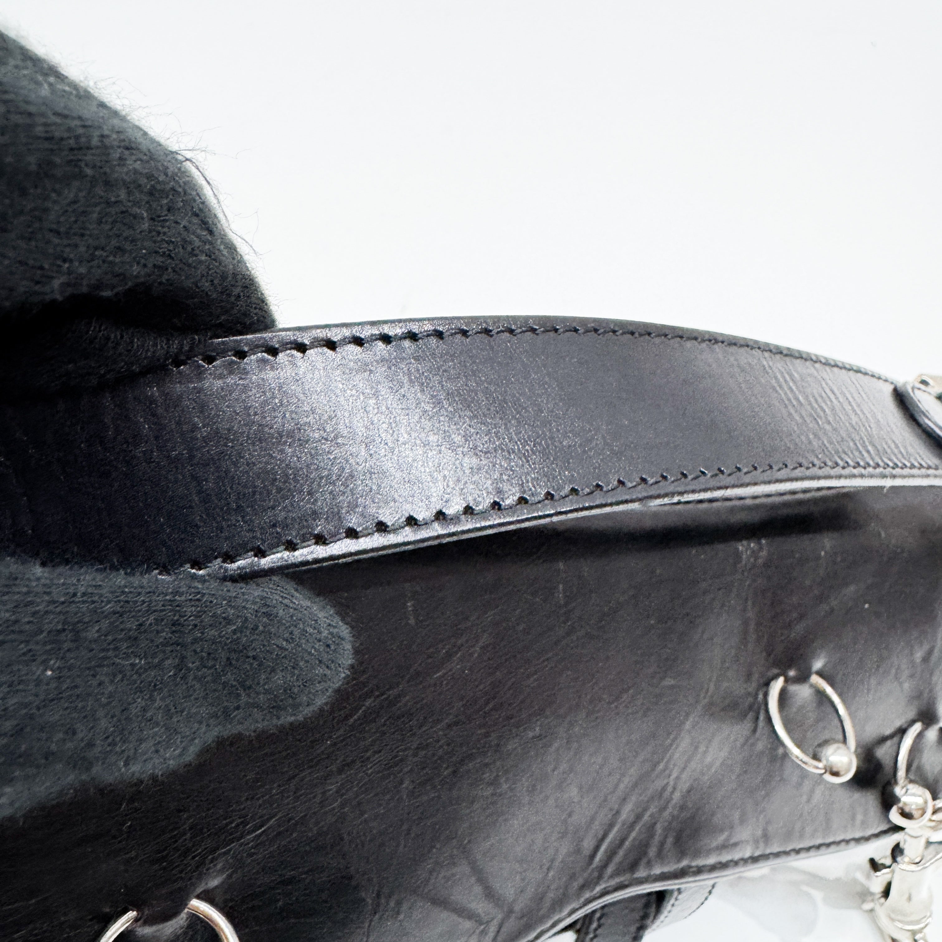 Hardcore Piercing Black Leather Shoulder Bag