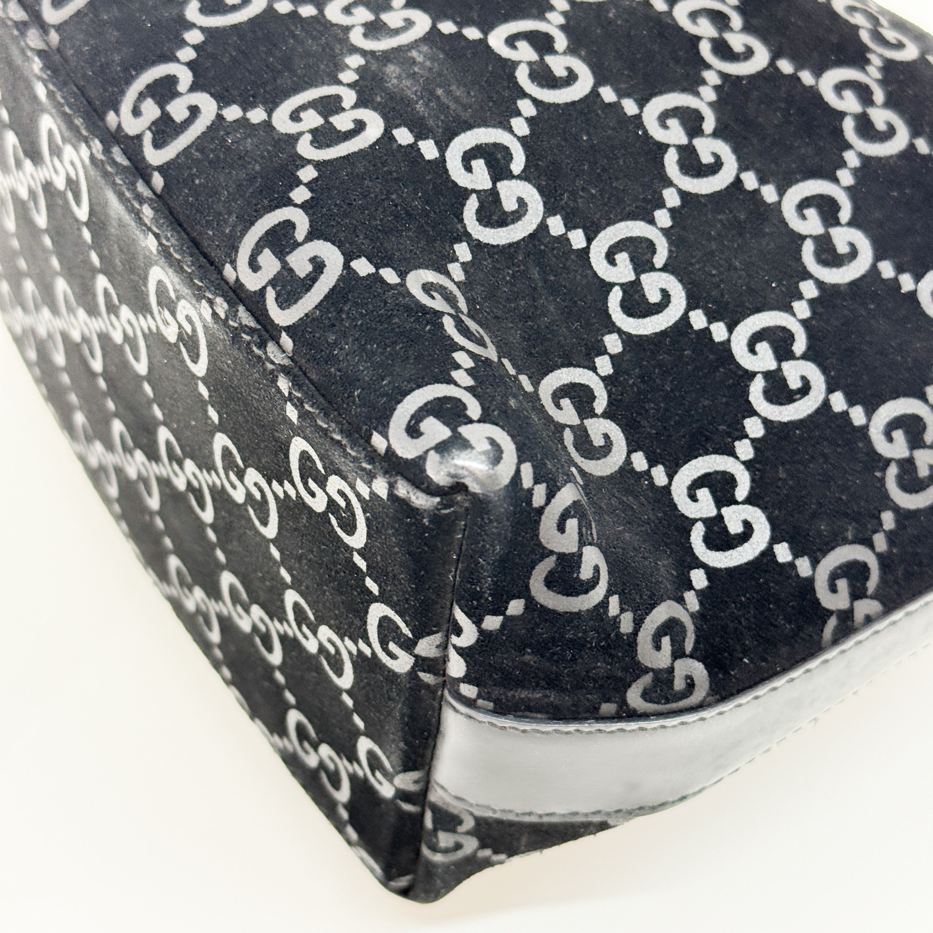 GG Black Suede Hobo Bag