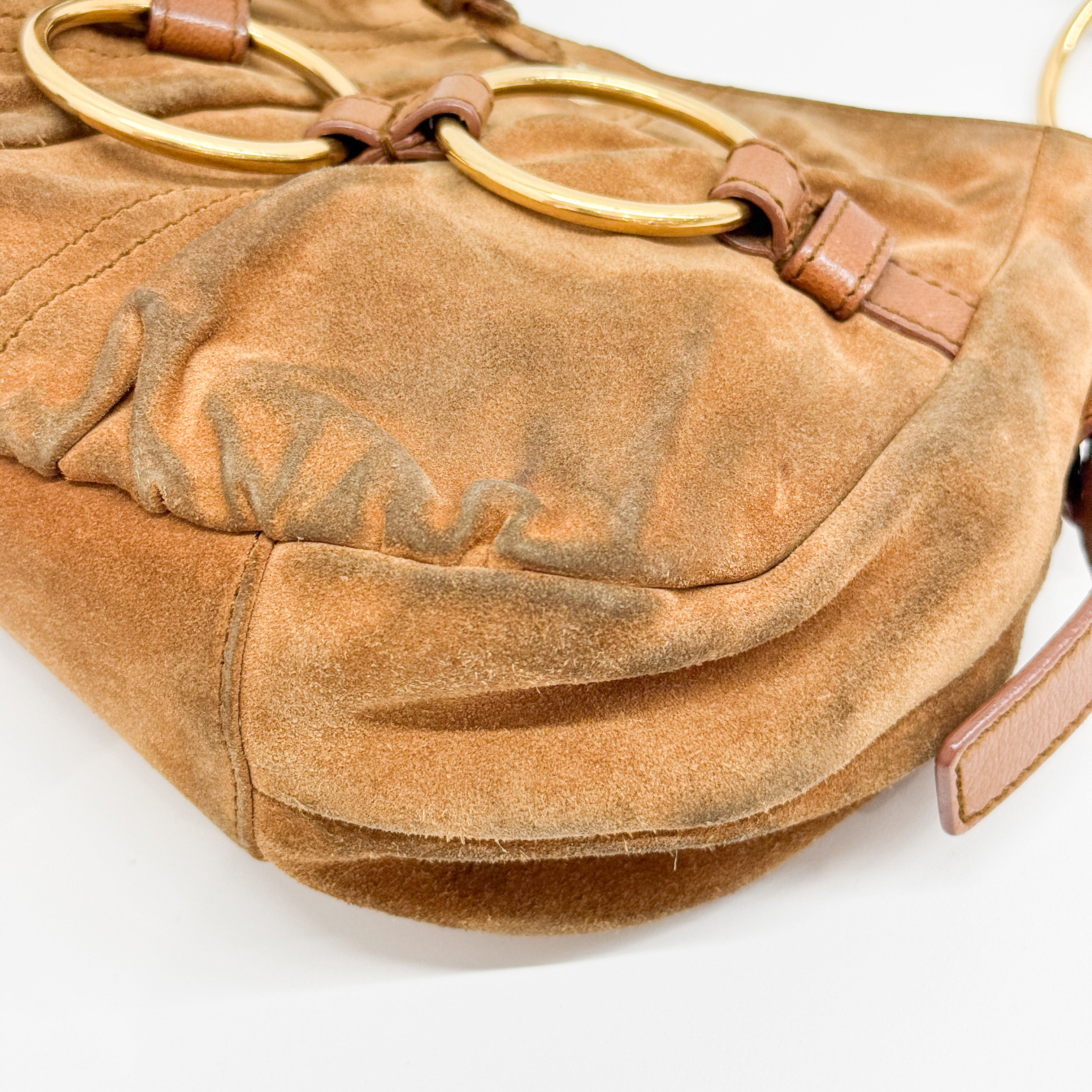 Vintage Brown Suede Shoulder Bag