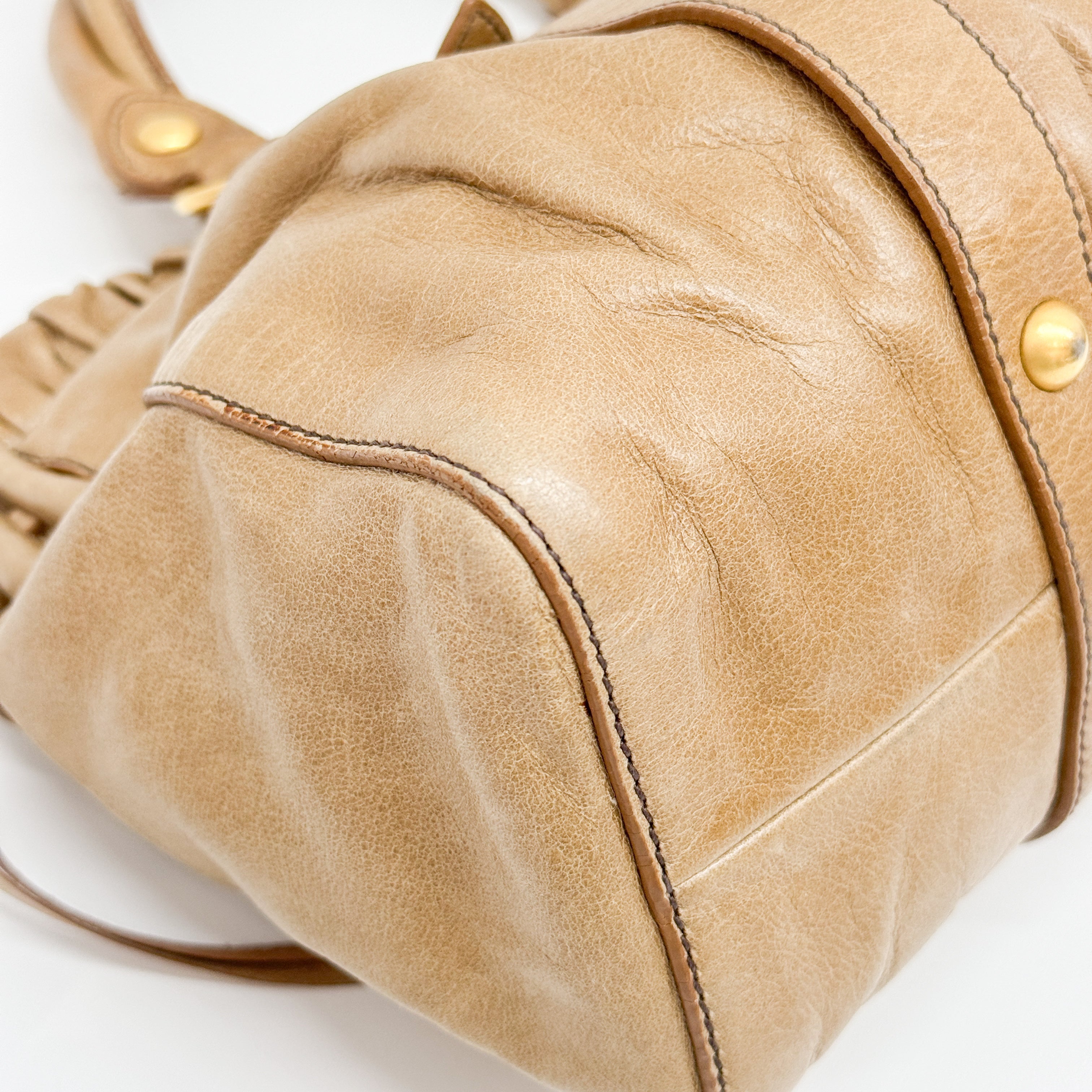 Vitello Brown Calfskin Leather Two Way Bag