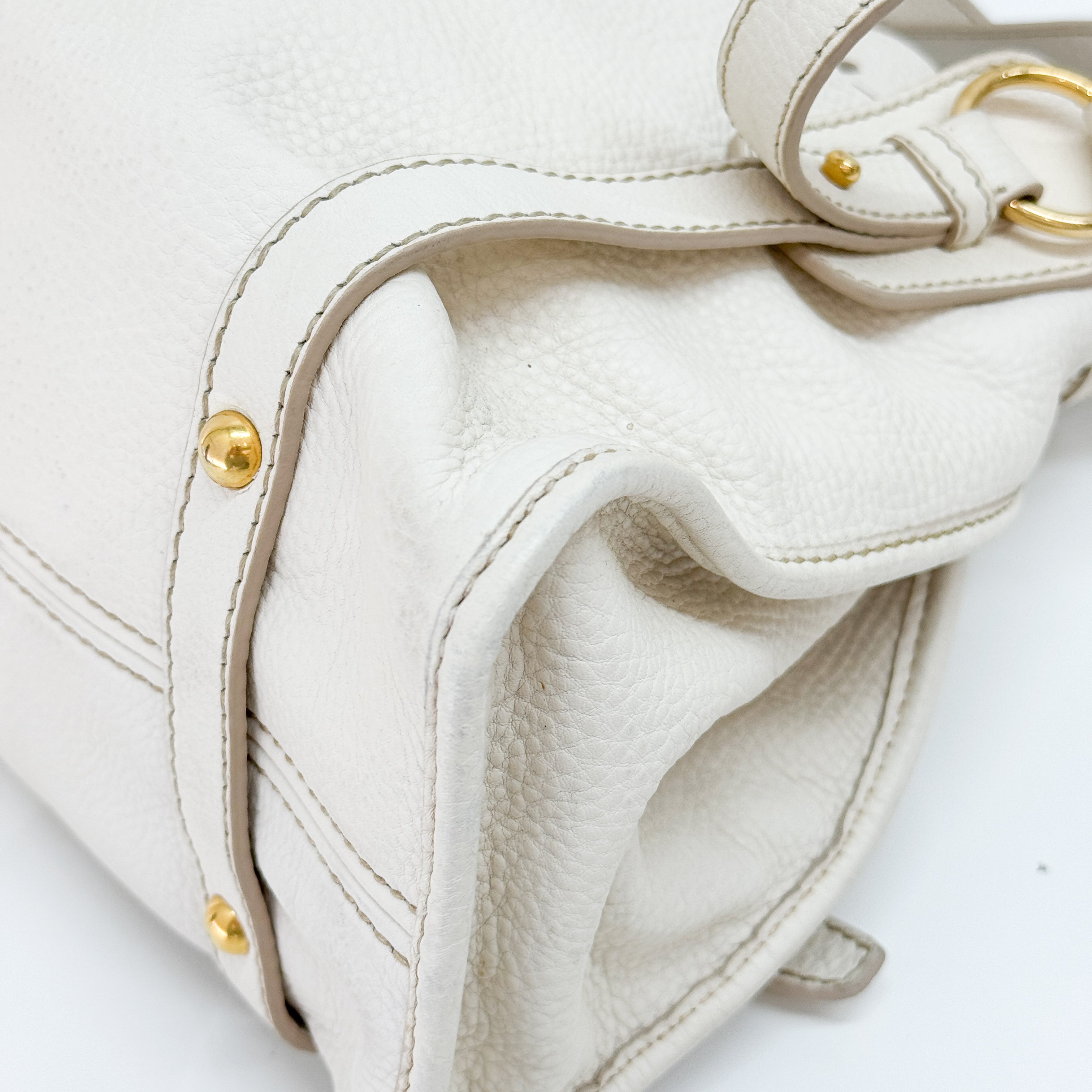 Vitello Lux Bow Bag White Calfskin Leather Shoulder Bag