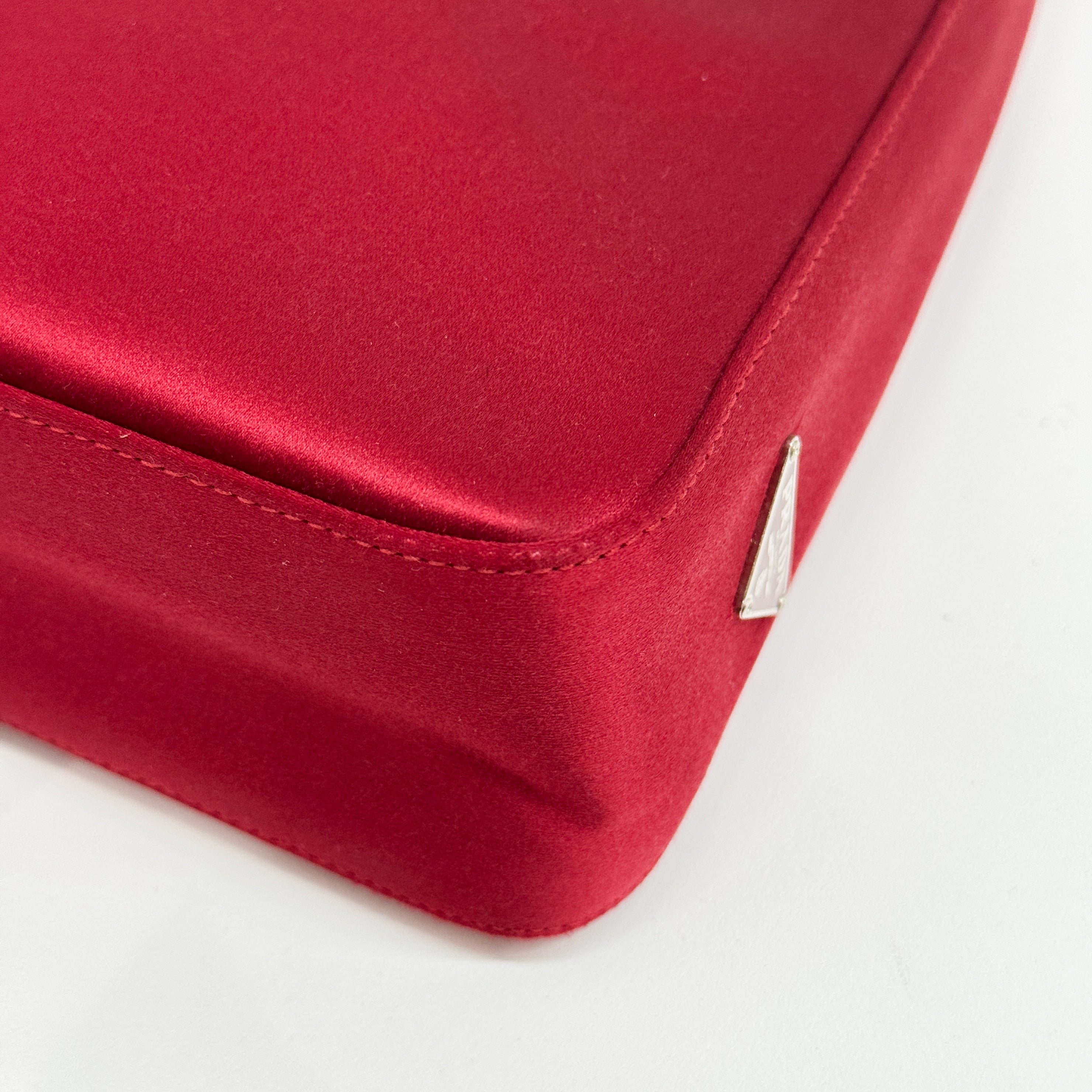 Vintage Red Triangle Satin Shoulder Bag