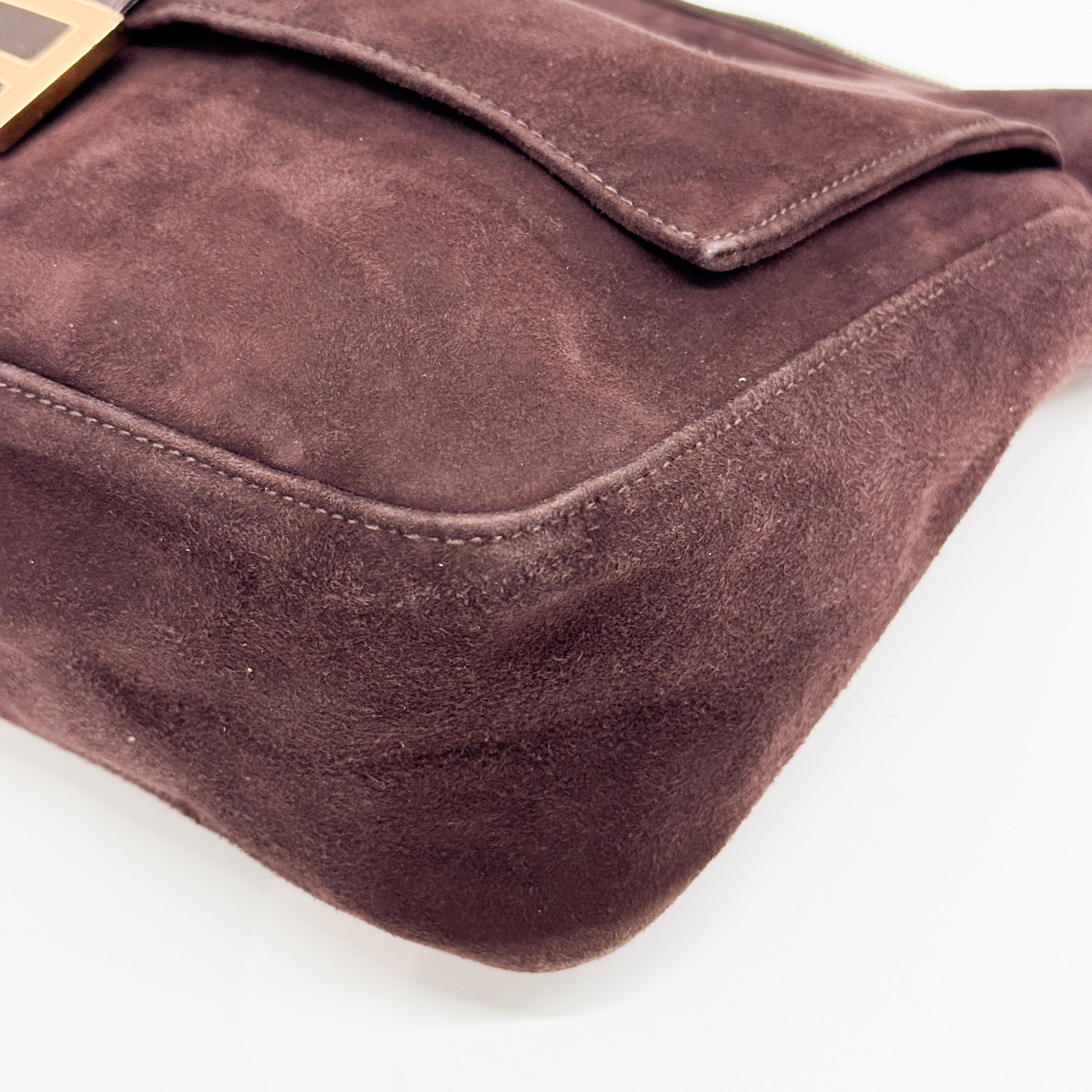 Mamma Baguette Brown Suede Shoulder Bag