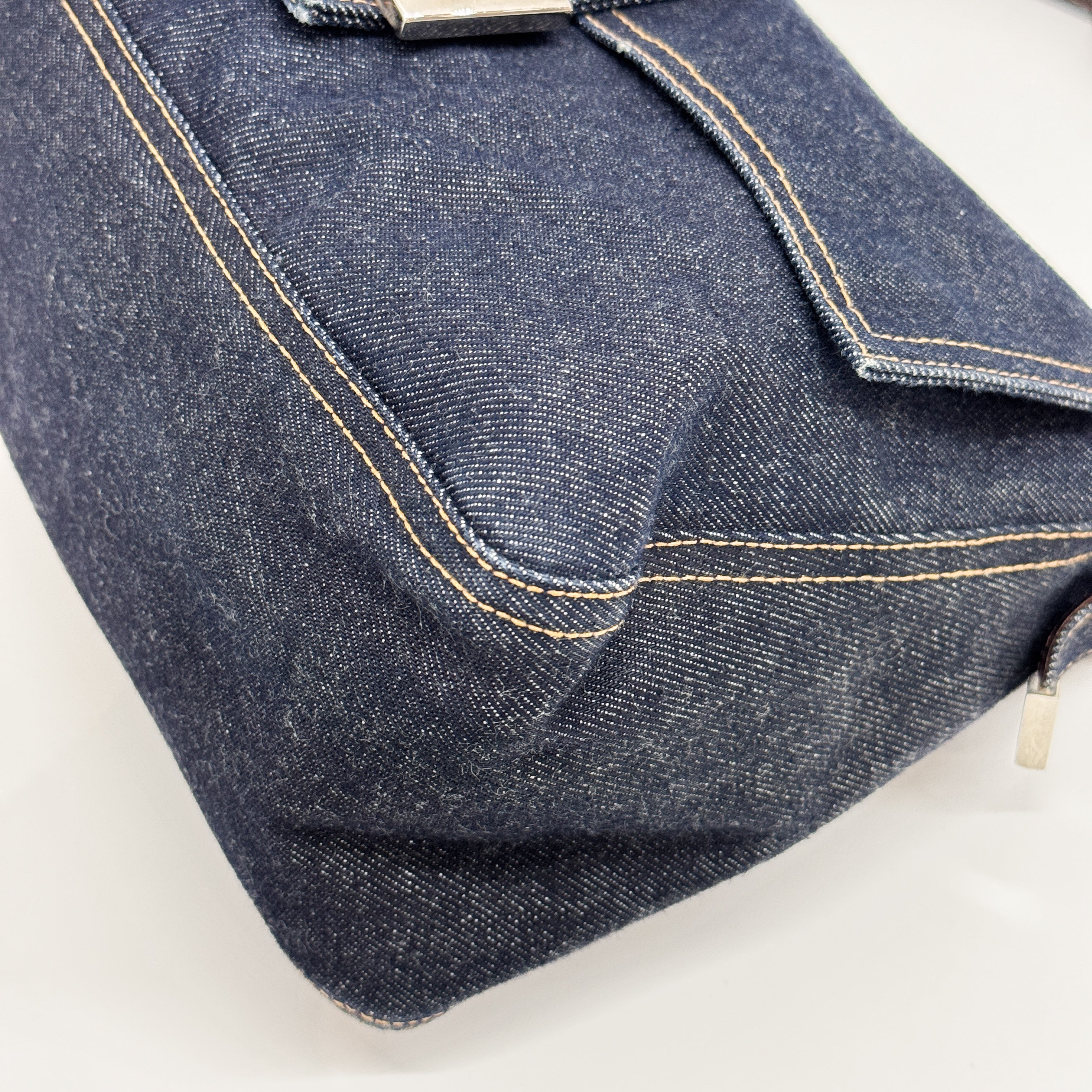 Mamma Baguette Blue Denim Shoulder Bag