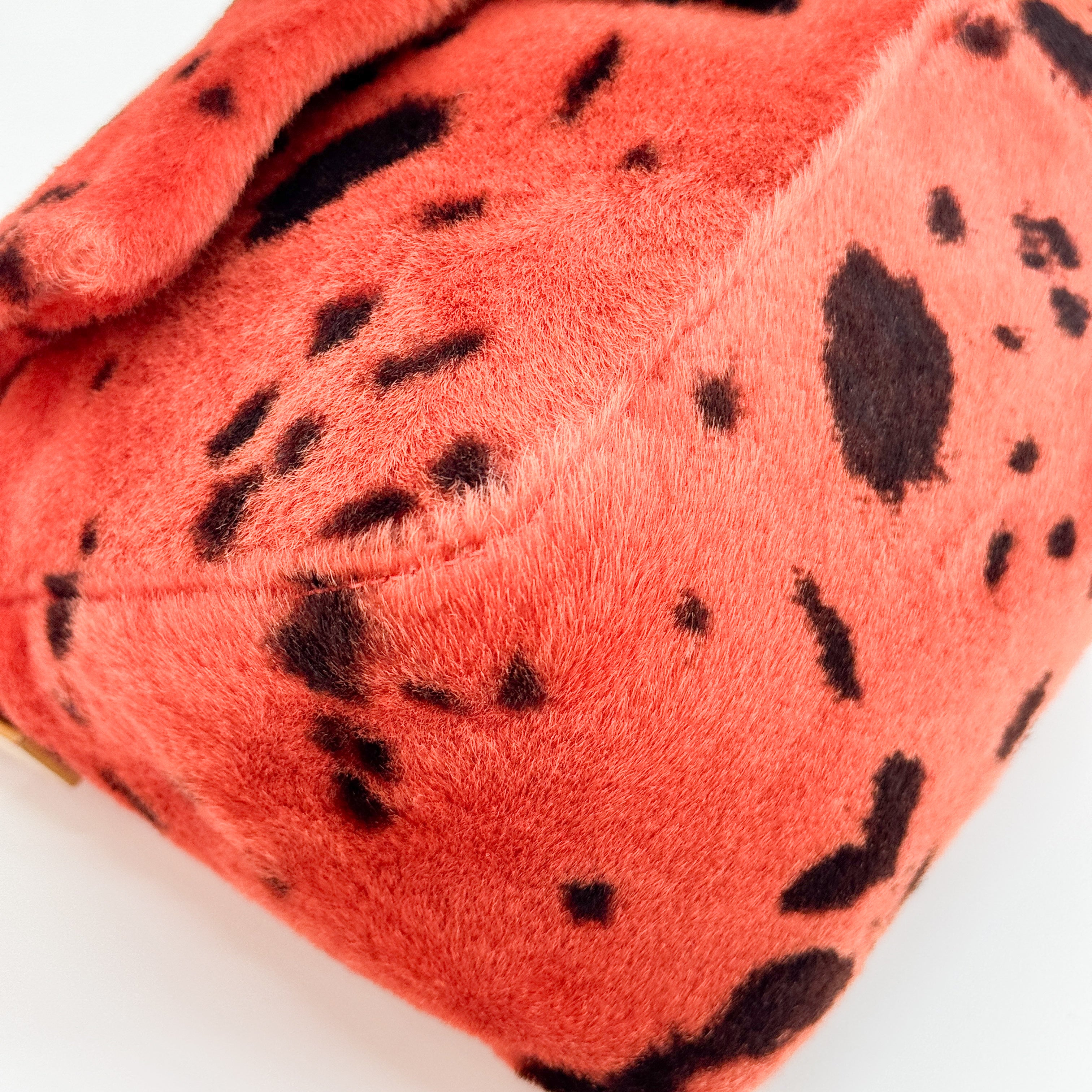 Mamma Baguette Orange Dalmatian Print Fur Shoulder Bag