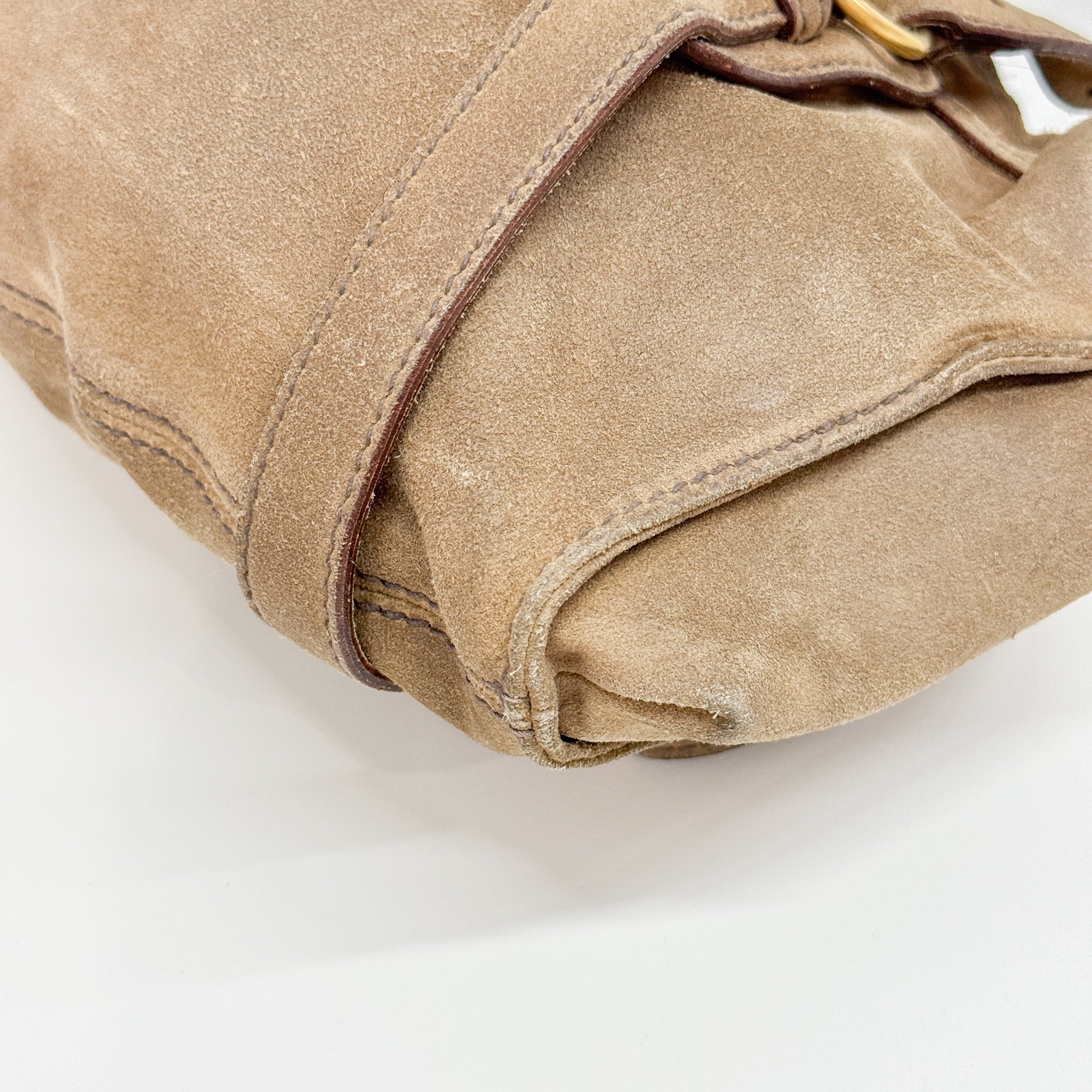 Archive Beige Suede Shoulder Bag