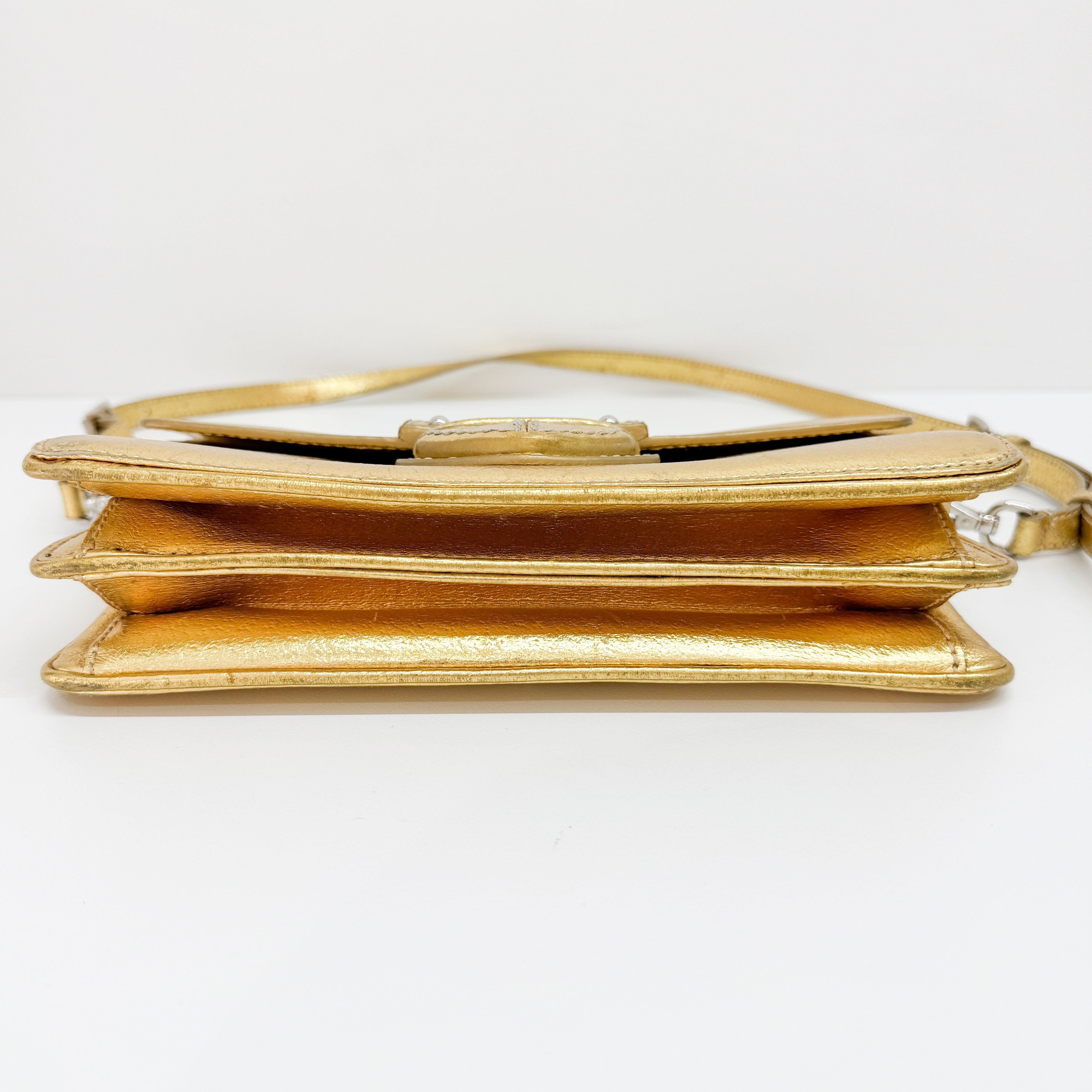 Gold Leather Shoulder Bag