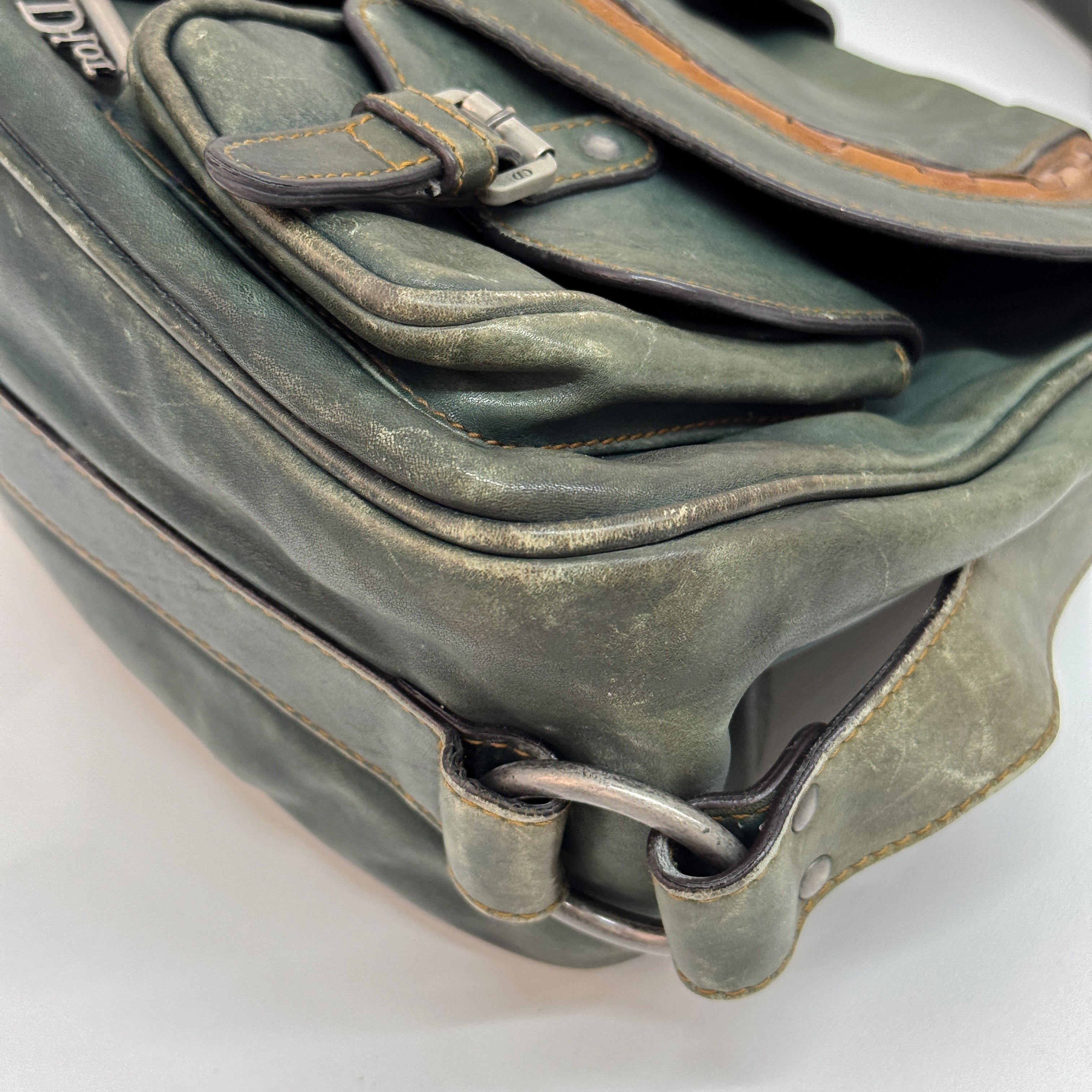 Gaucho Green Calfskin Leather Shoulder Bag