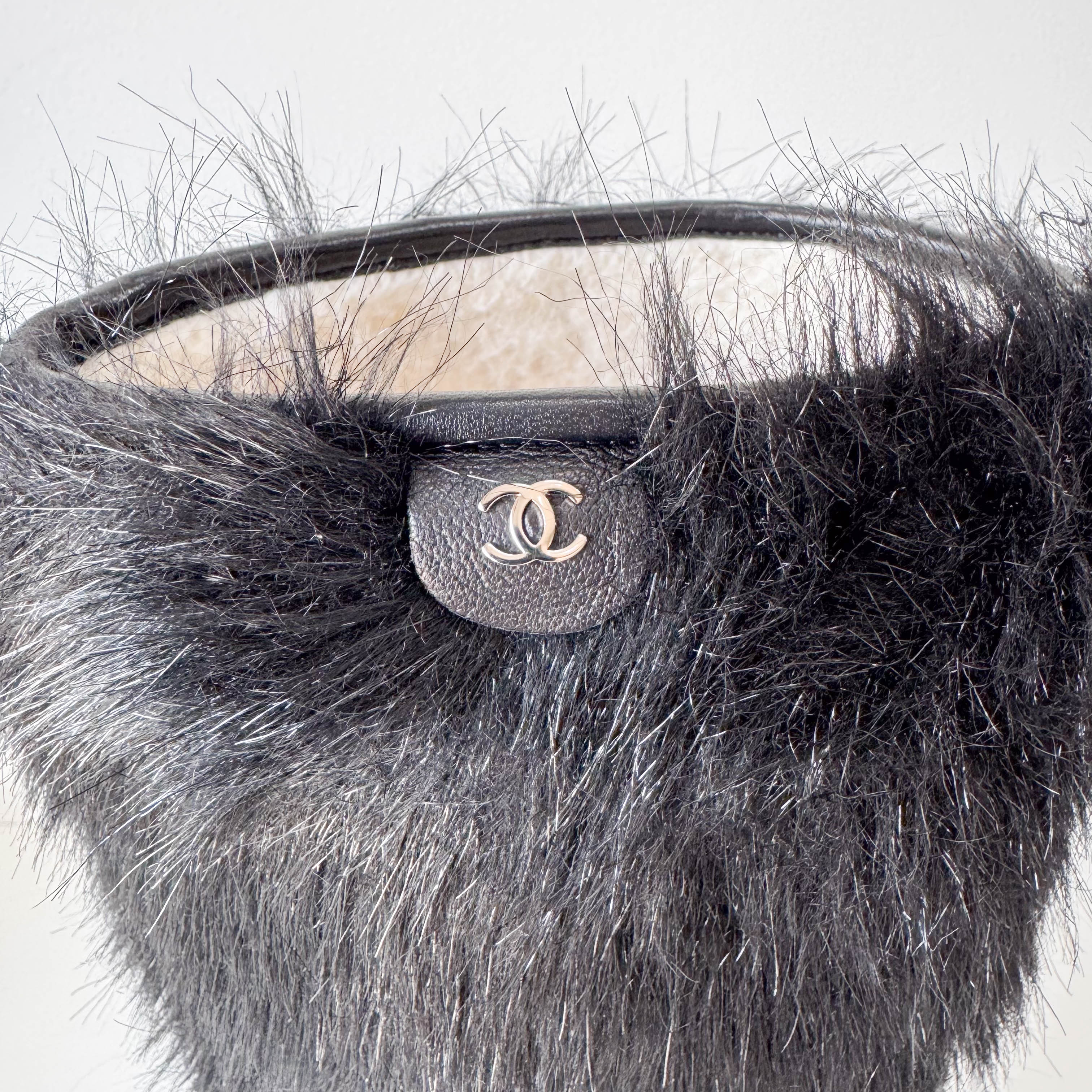 Size 37 1/2 Black Fur Boots