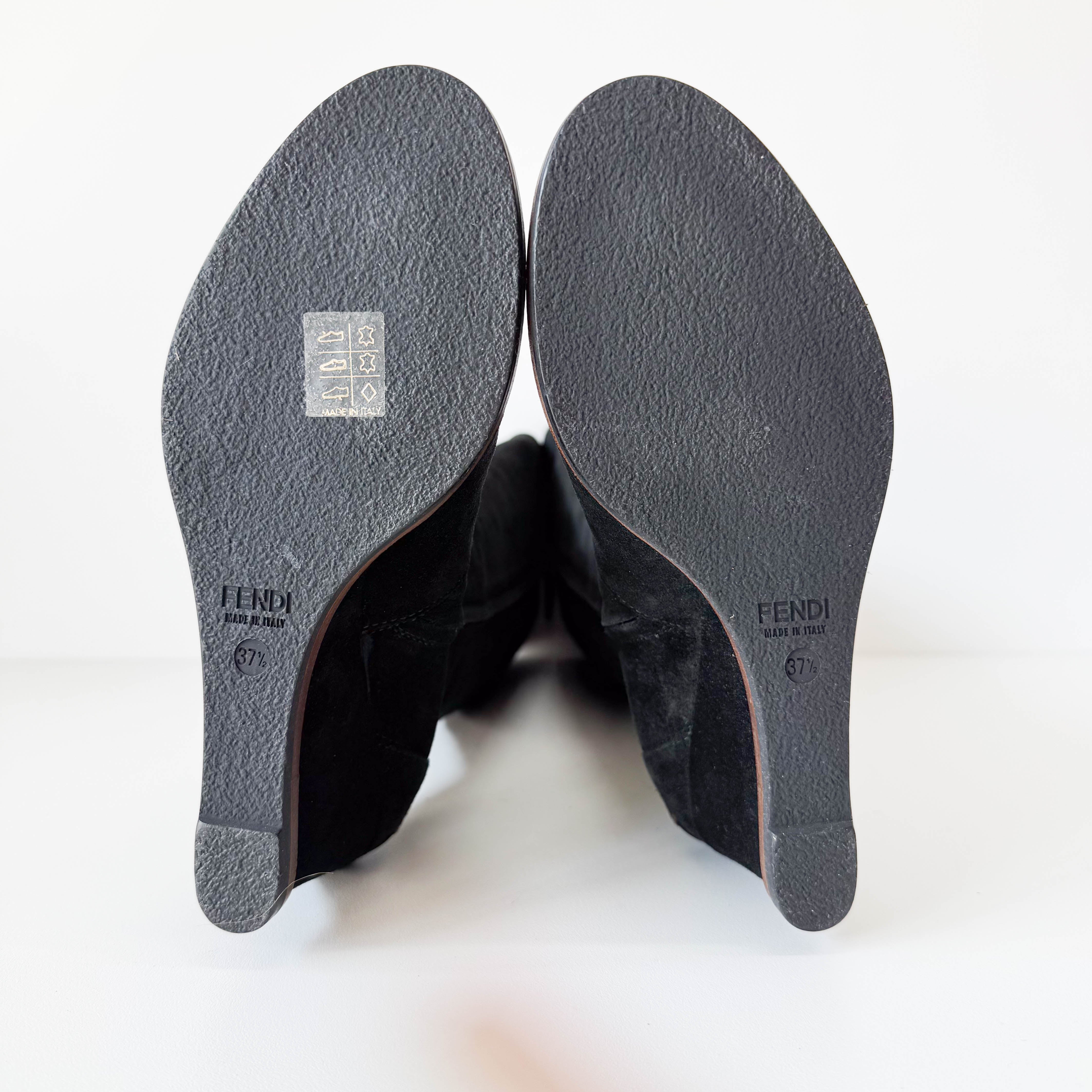 Size 37 1/2 Black Suede Tall Boots