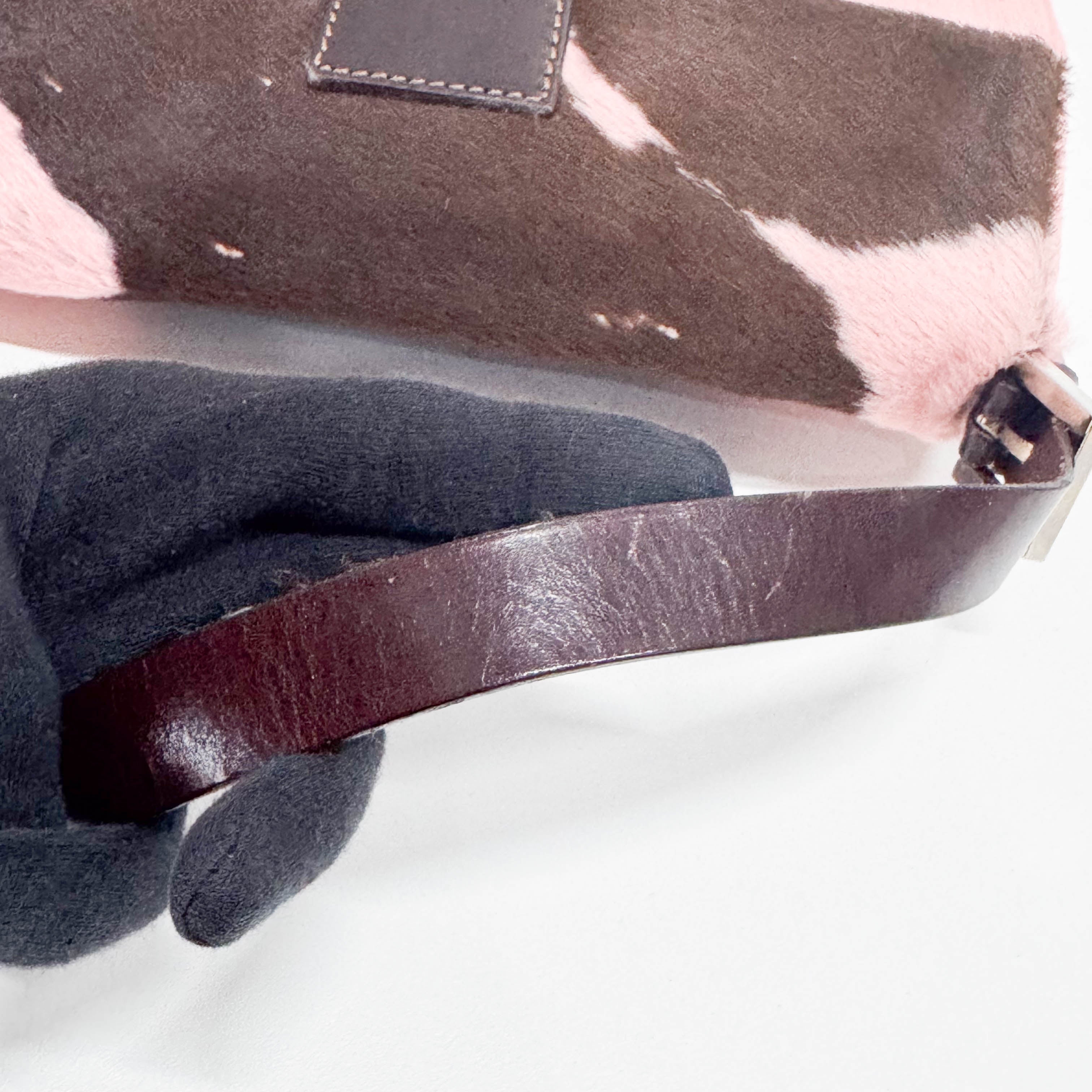 Baguette Pink Pony Hair Shoulder Bag