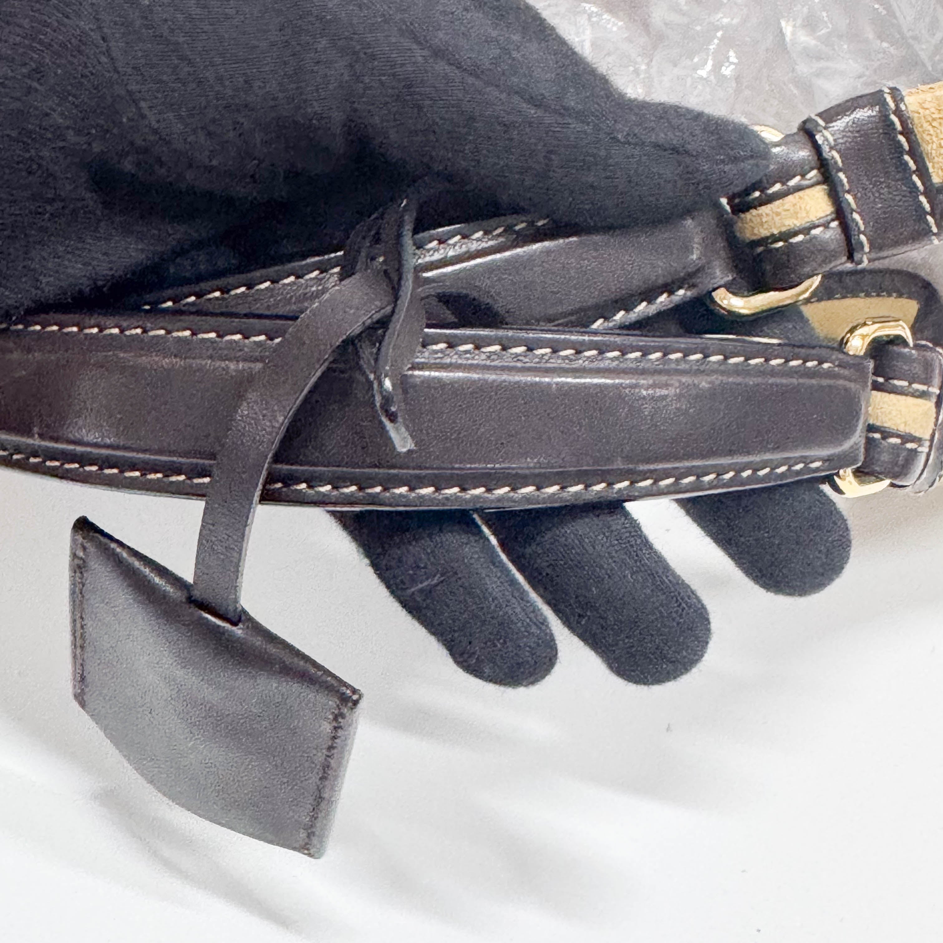 Anagram Beige Suede Shoulder Bag