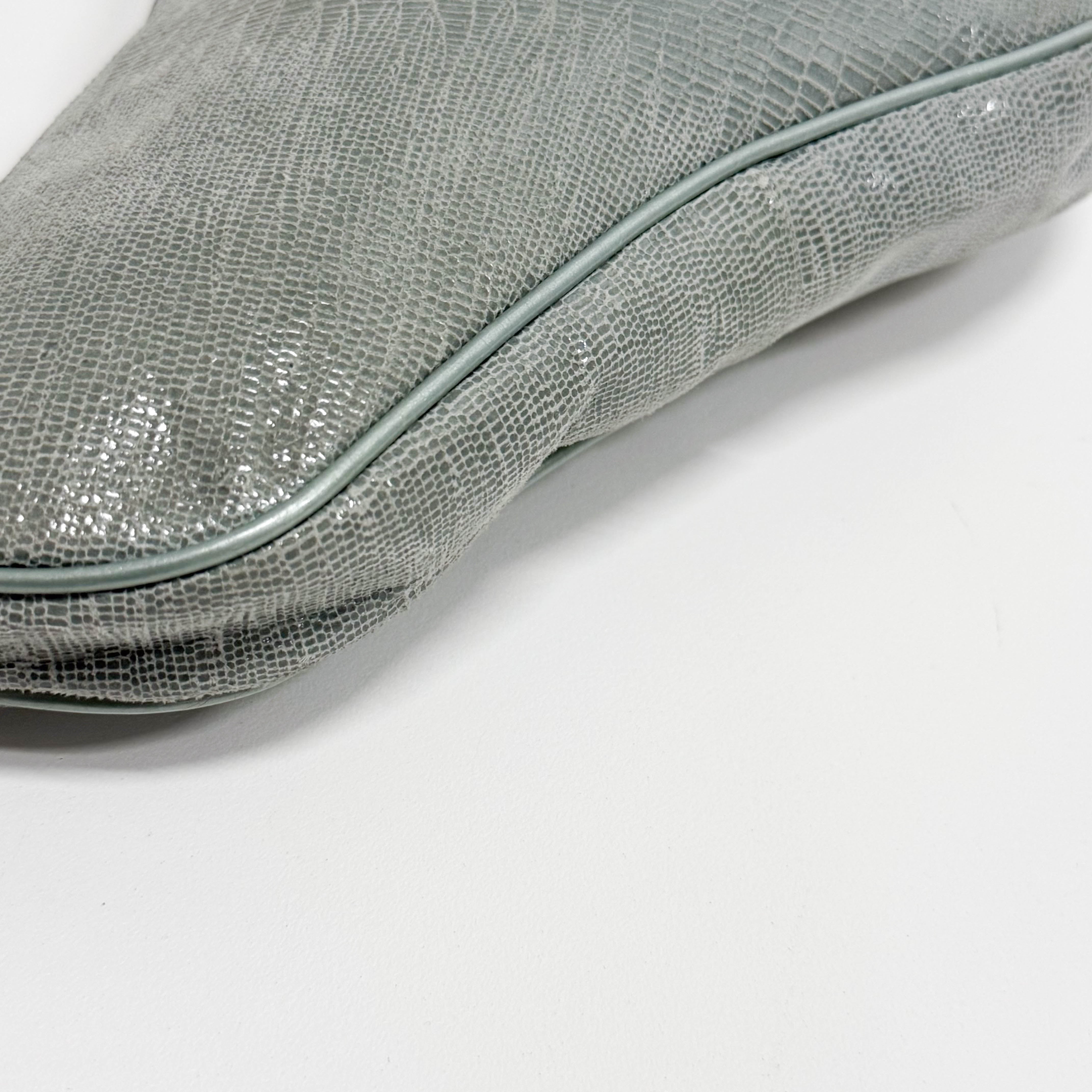 Saddle Blue Lizard Embossed Shoulder Bag