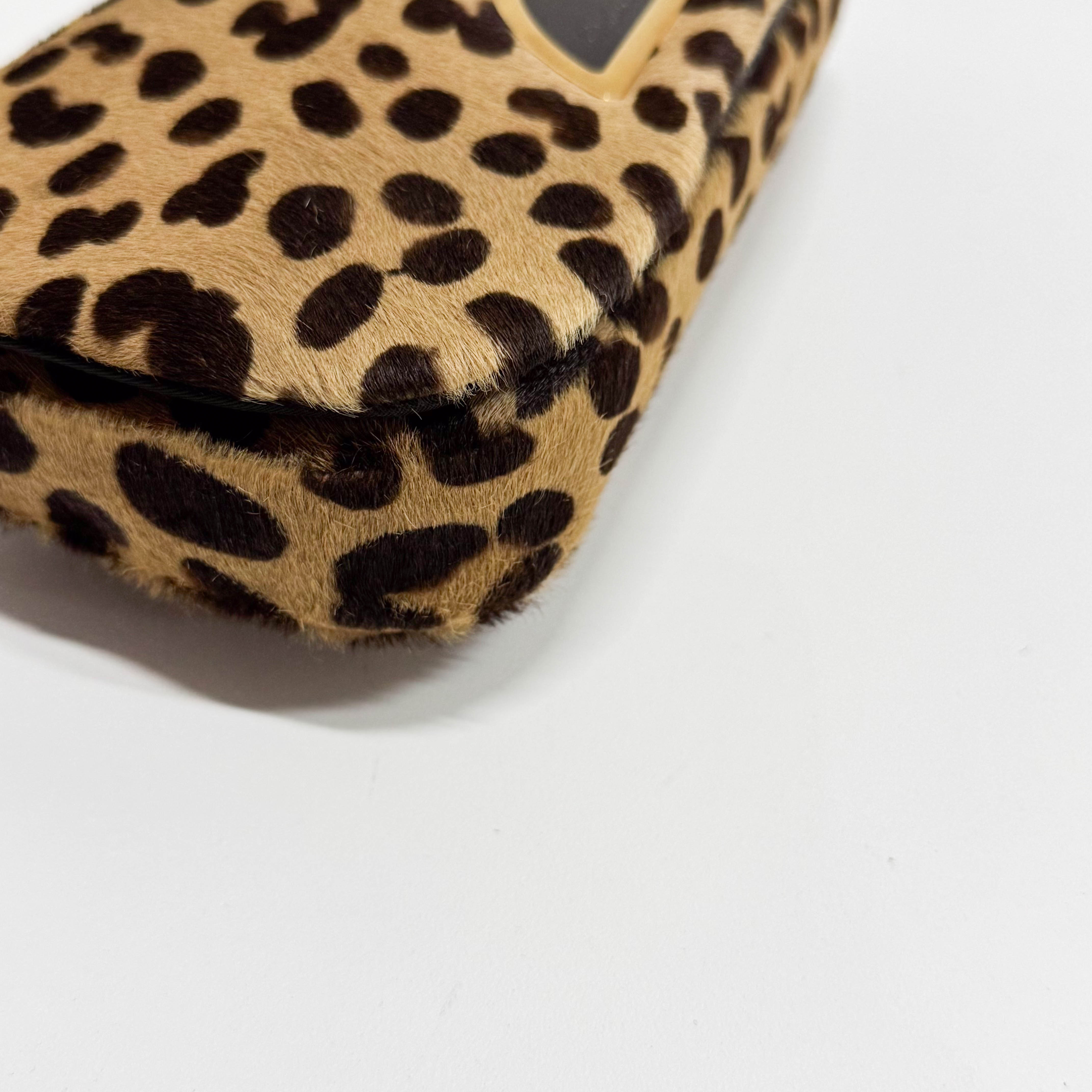 Malice Pearl Leopard Brown Leather Shoulder Bag