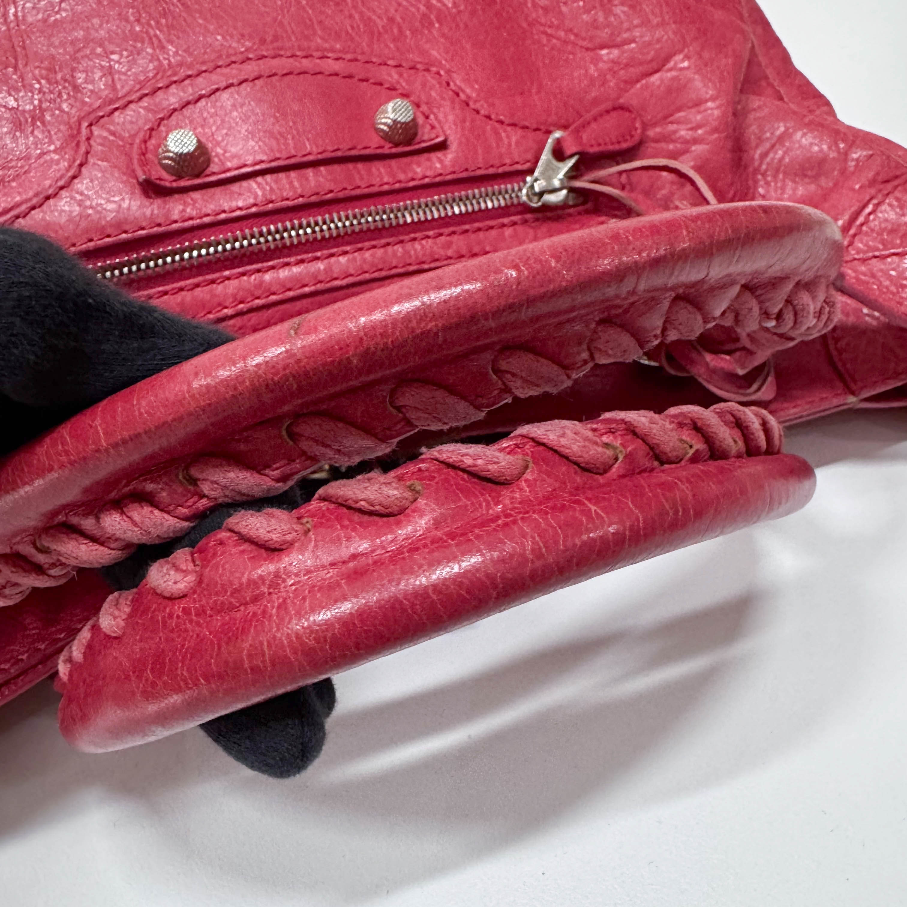 City Magenta Leather Top Handle Bag