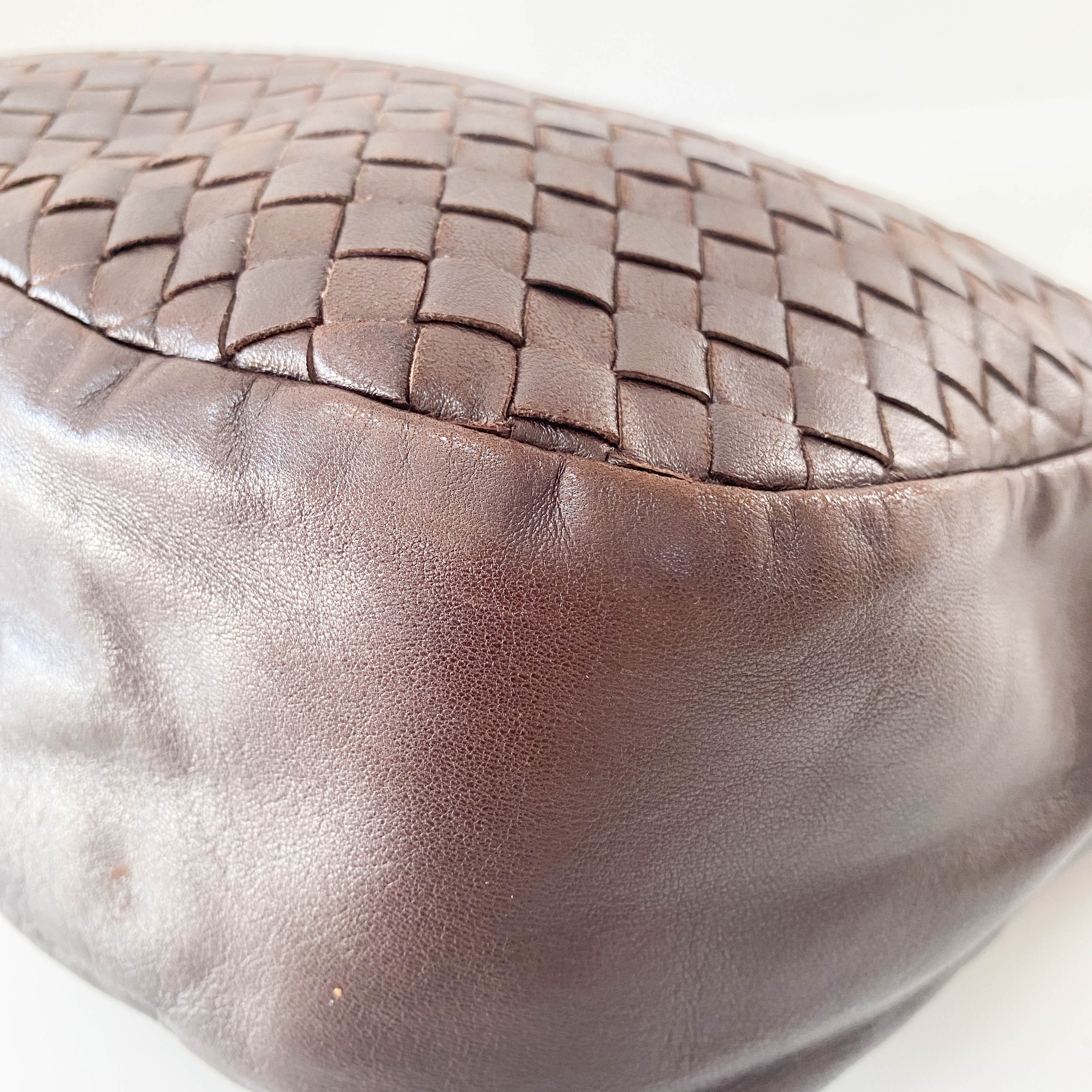 Intrecciato Brown Leather Shoulder Bag