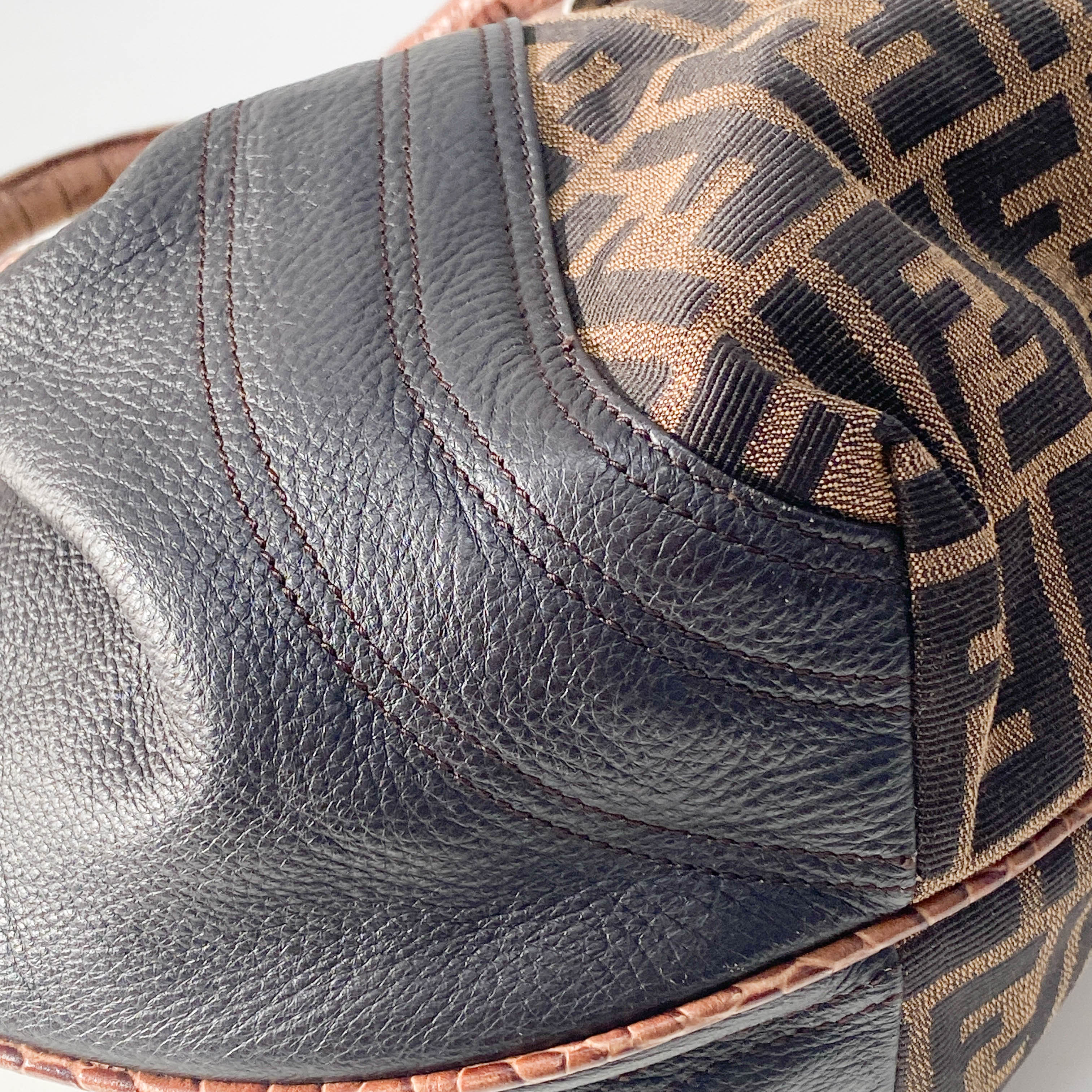 Spy Zucca Canvas & Leather Shoulder Bag