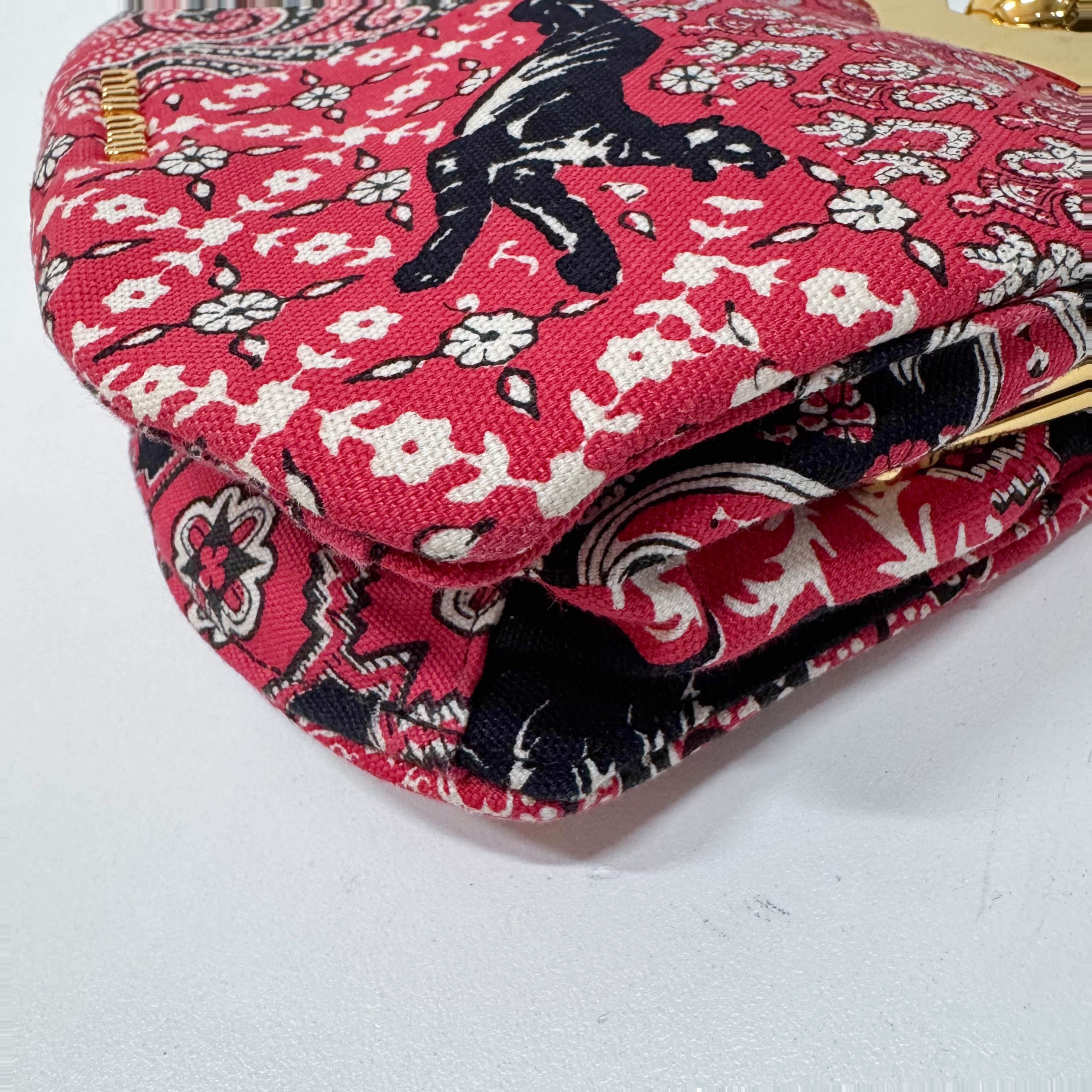 Mini Red Paisley-print Cotton Top Handle Bag