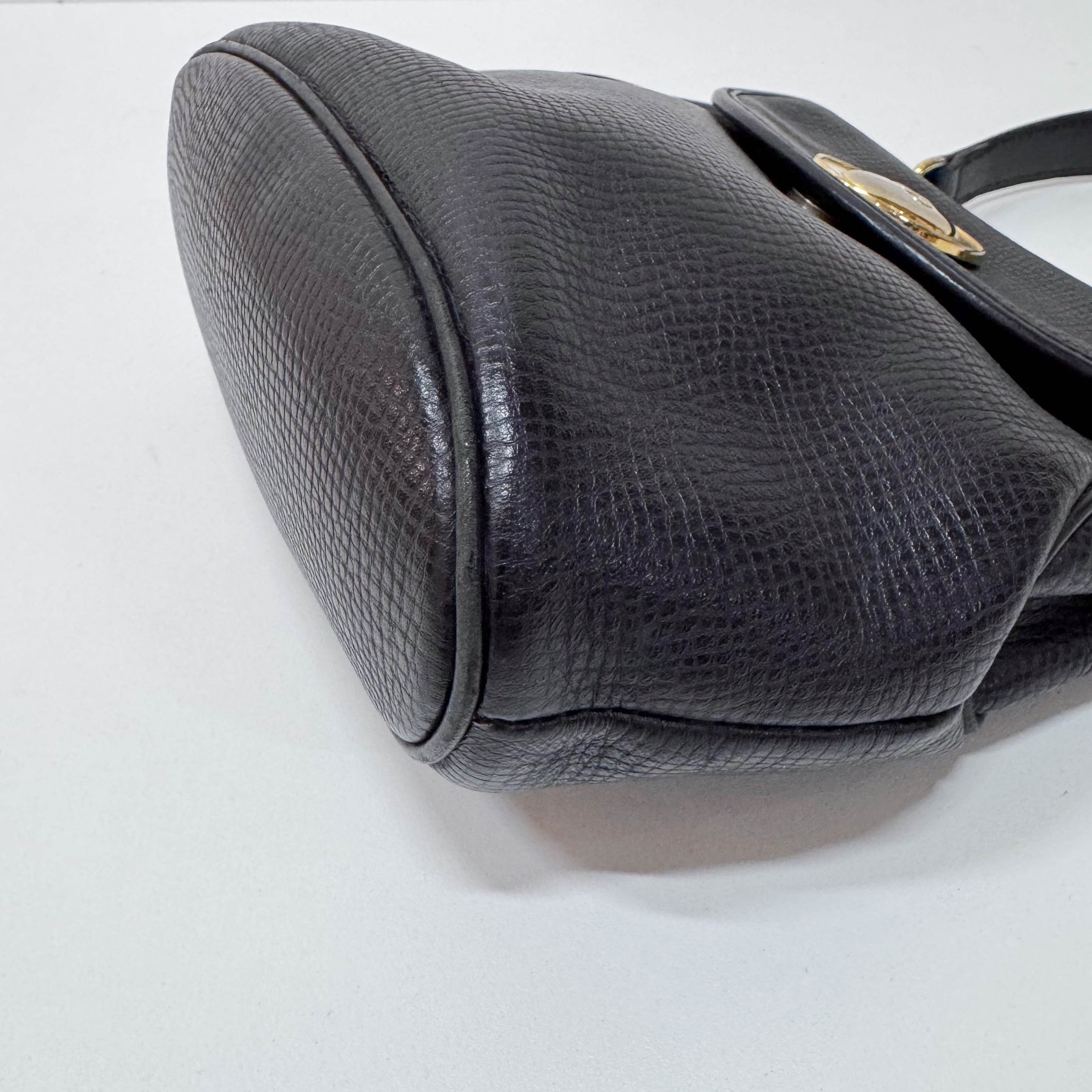 Black Leather Top Handle Bag