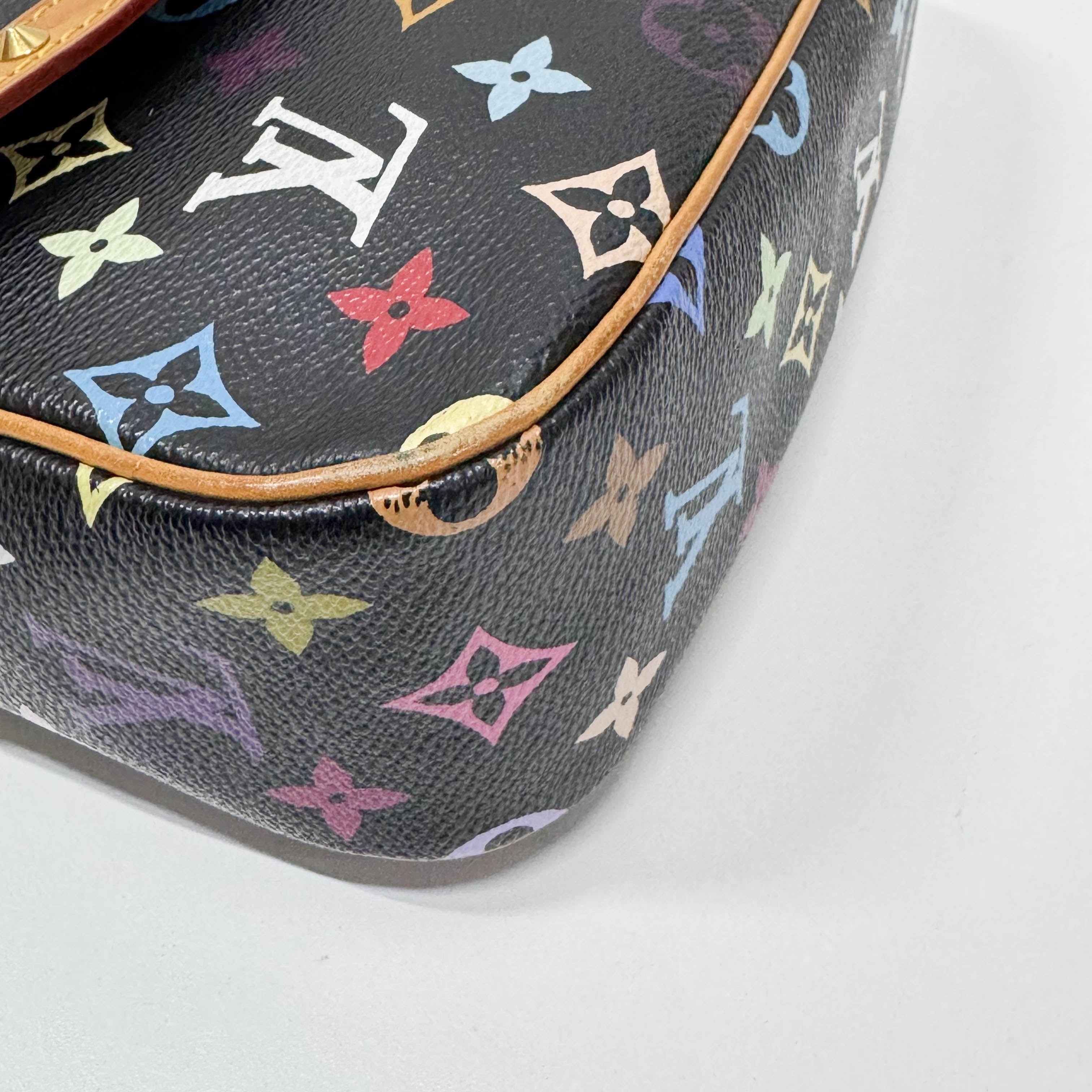 LV × Takashi Murakami Black Multi Colour Sologne Crossbody Bag