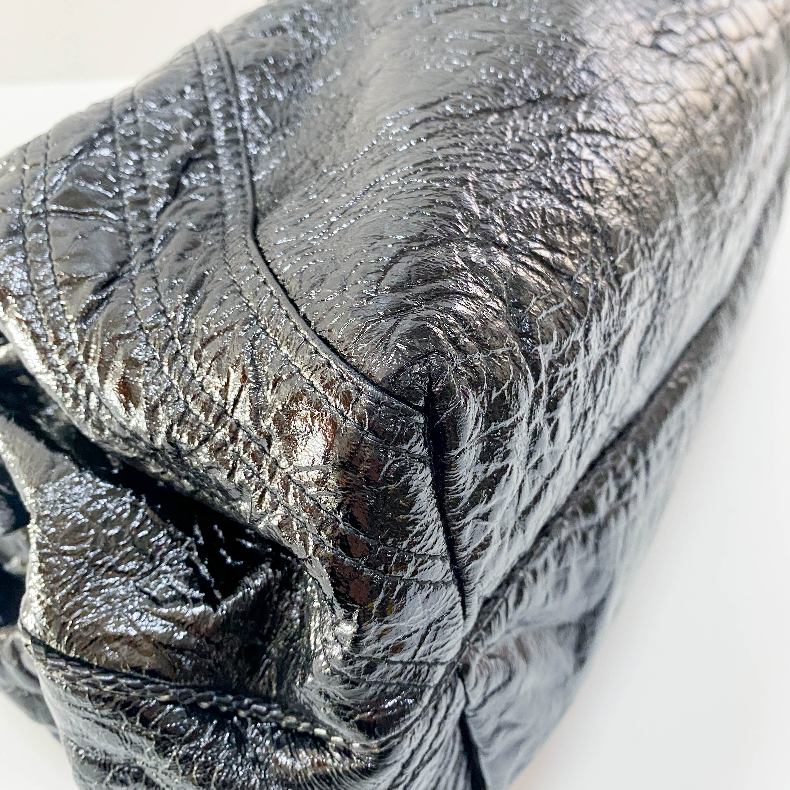 Spy Black Patent Leather Shoulder Bag