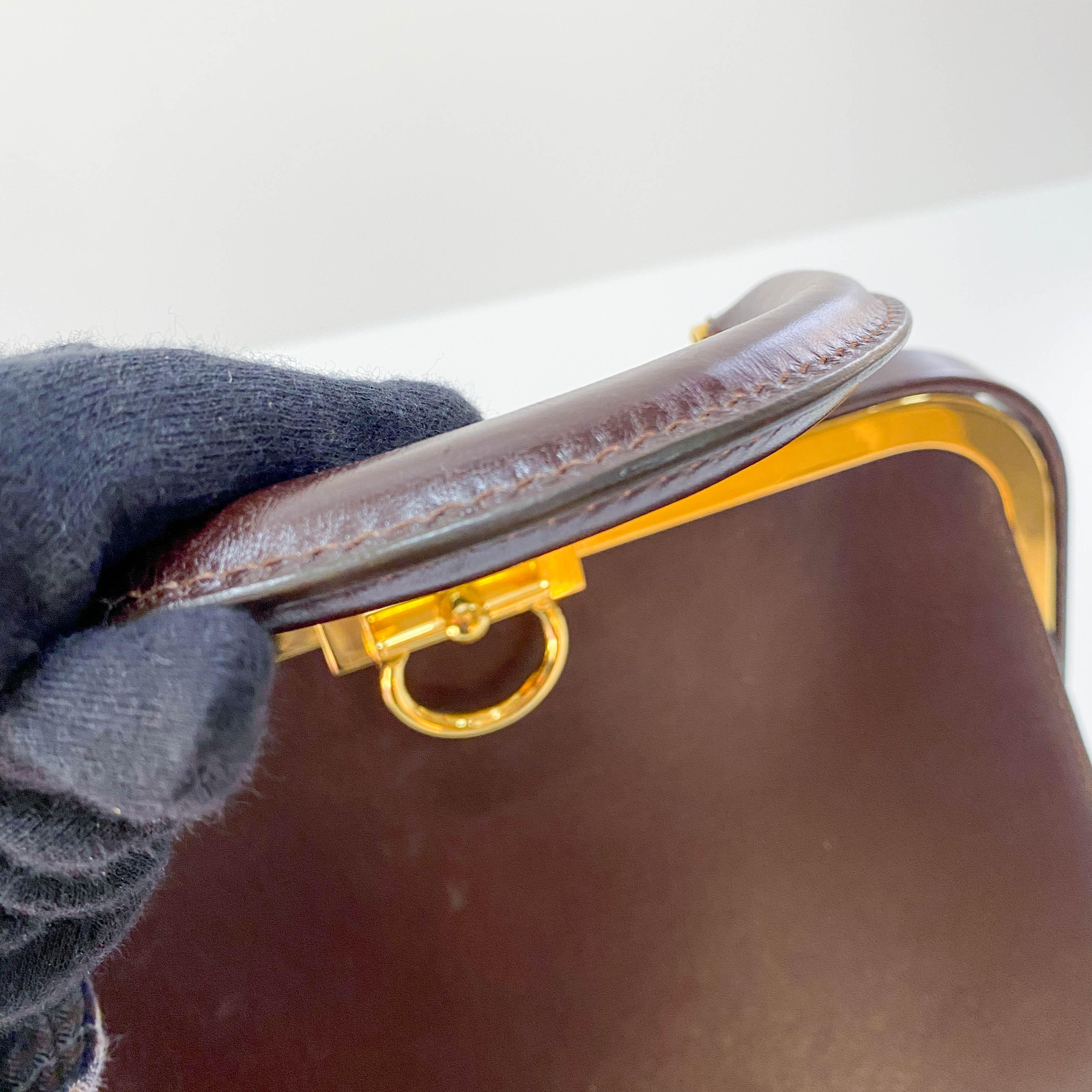 Brown Leather Top Handle Two Way Bag