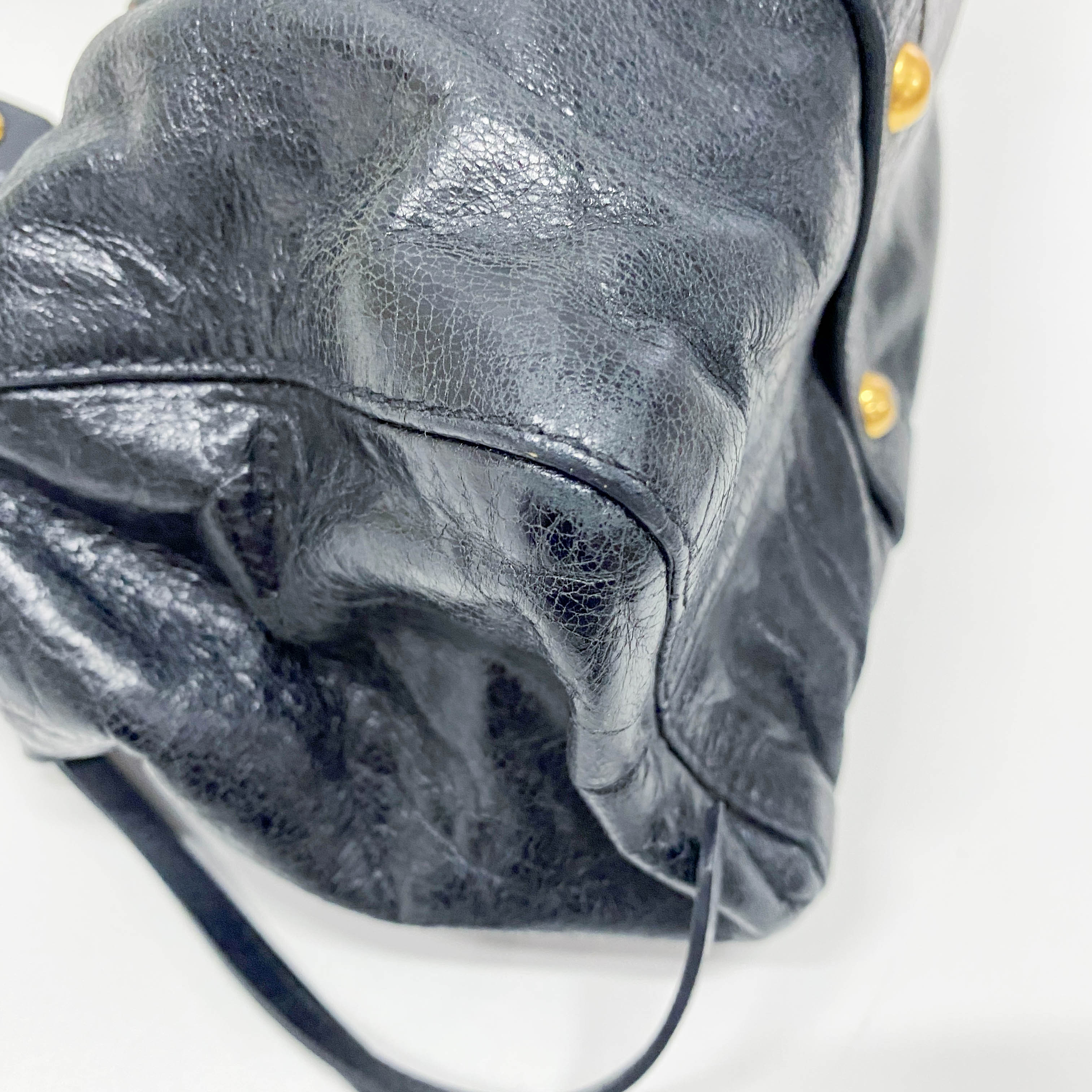 Vitello Black Calfskin Leather Two Way Bag