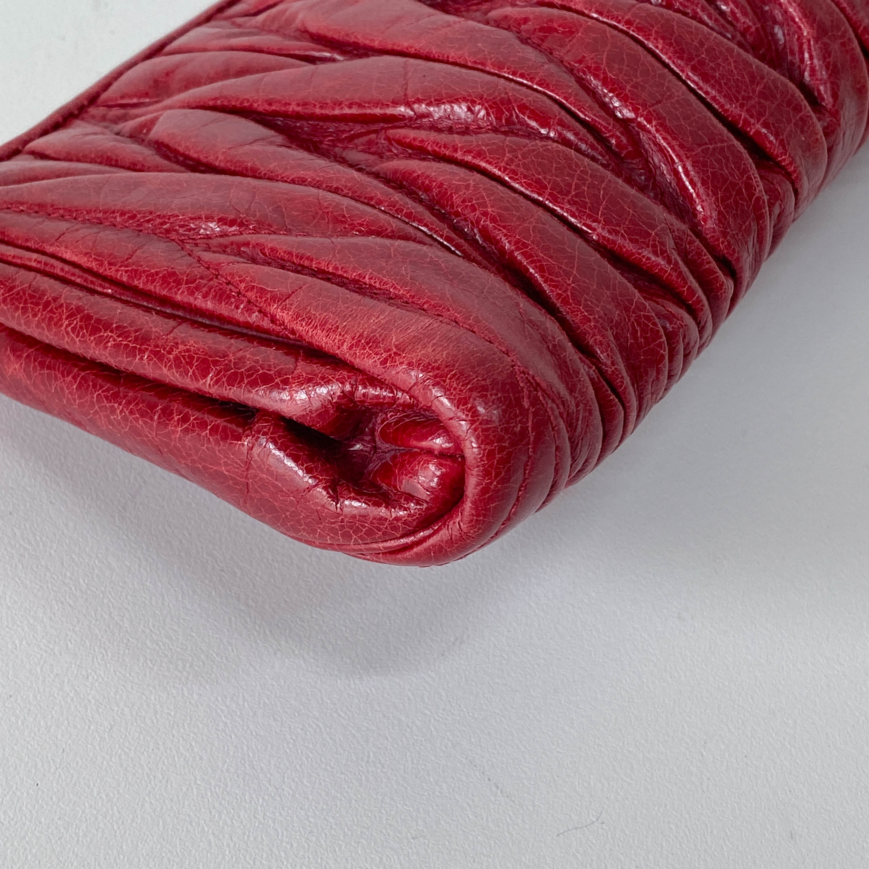 Red Leather Accessory Pouch