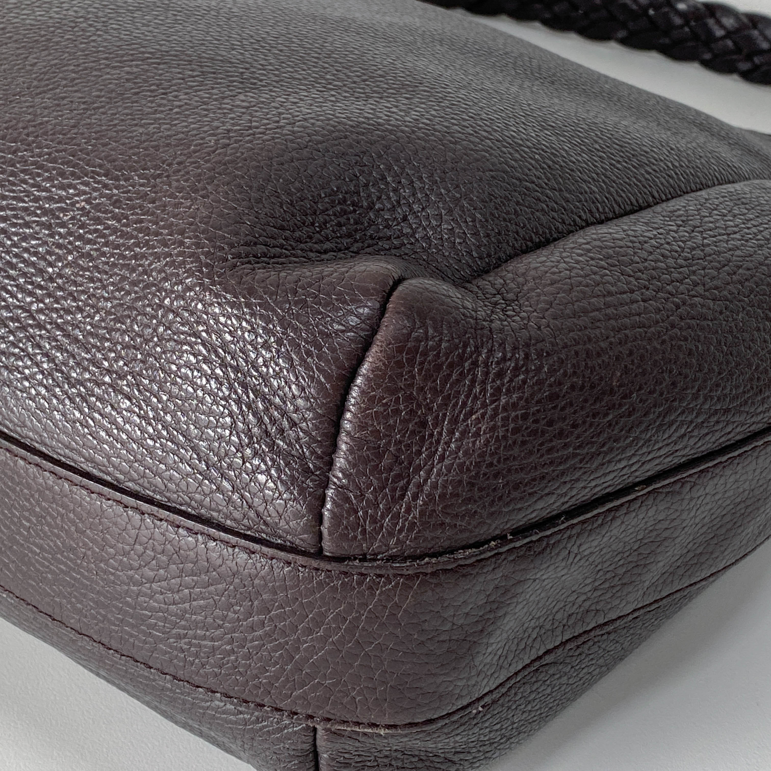 Black Leather Hobo Shoulder Bag