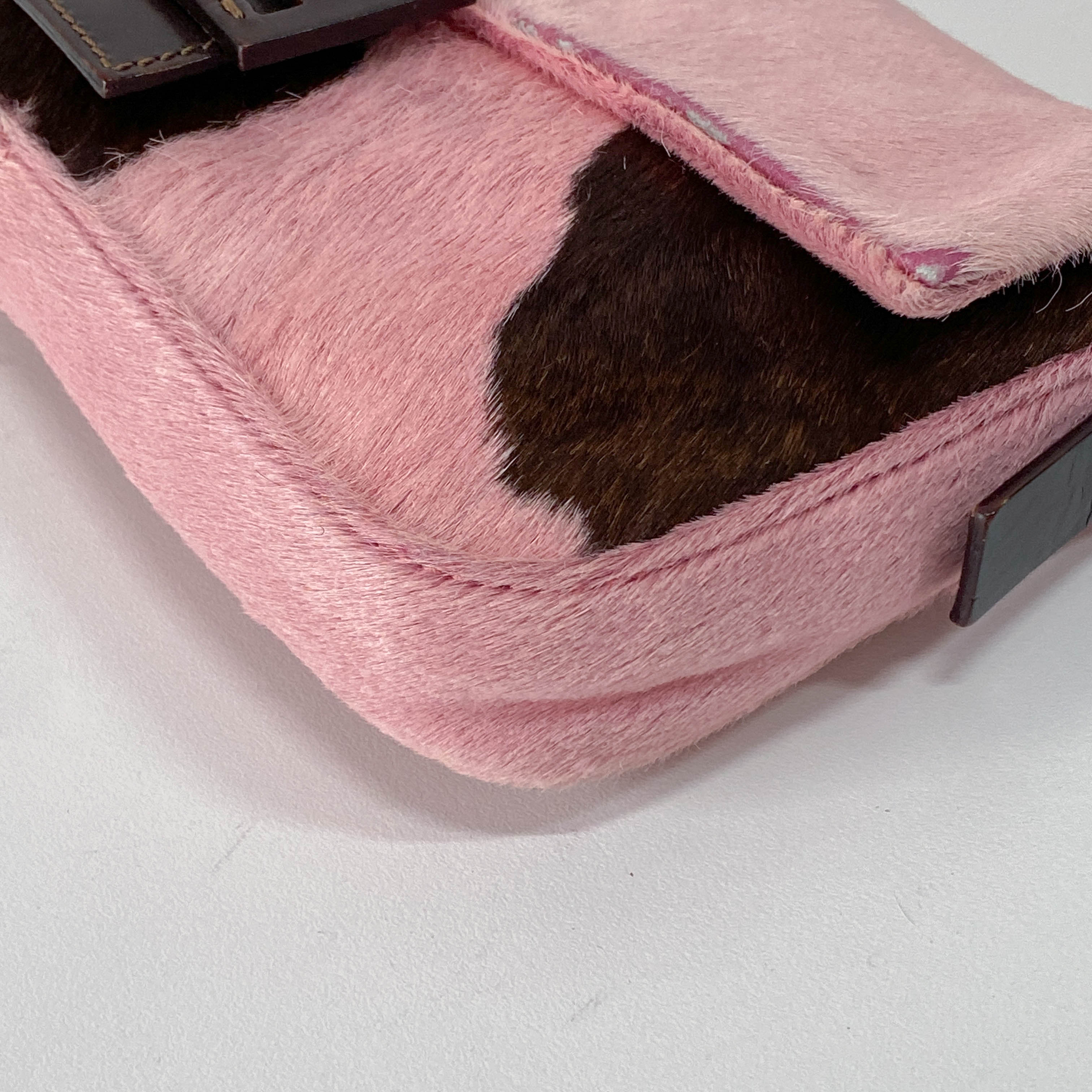 Baguette Pink Pony Hair Shoulder Bag