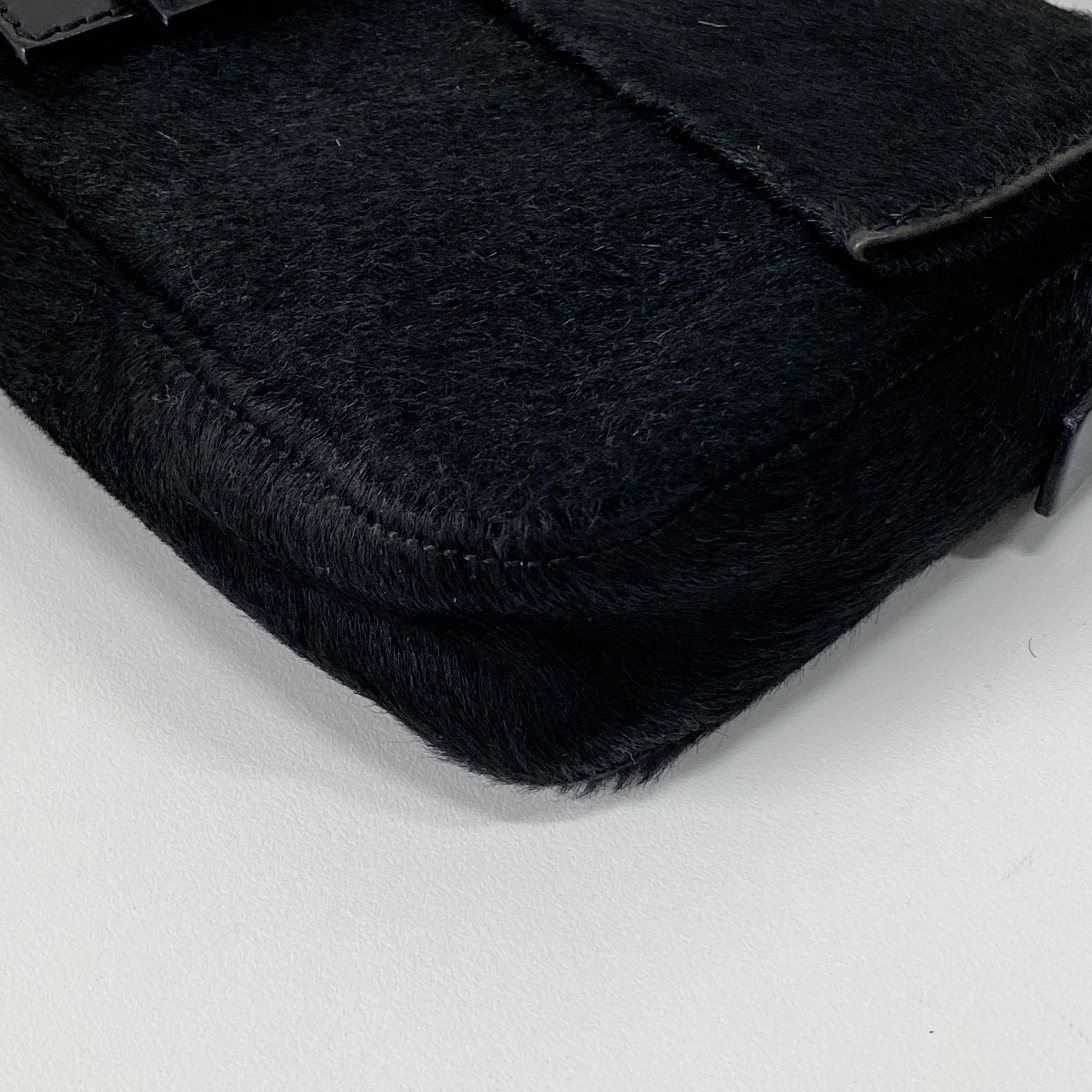 Baguette Black Pony Hair Shoulder Bag