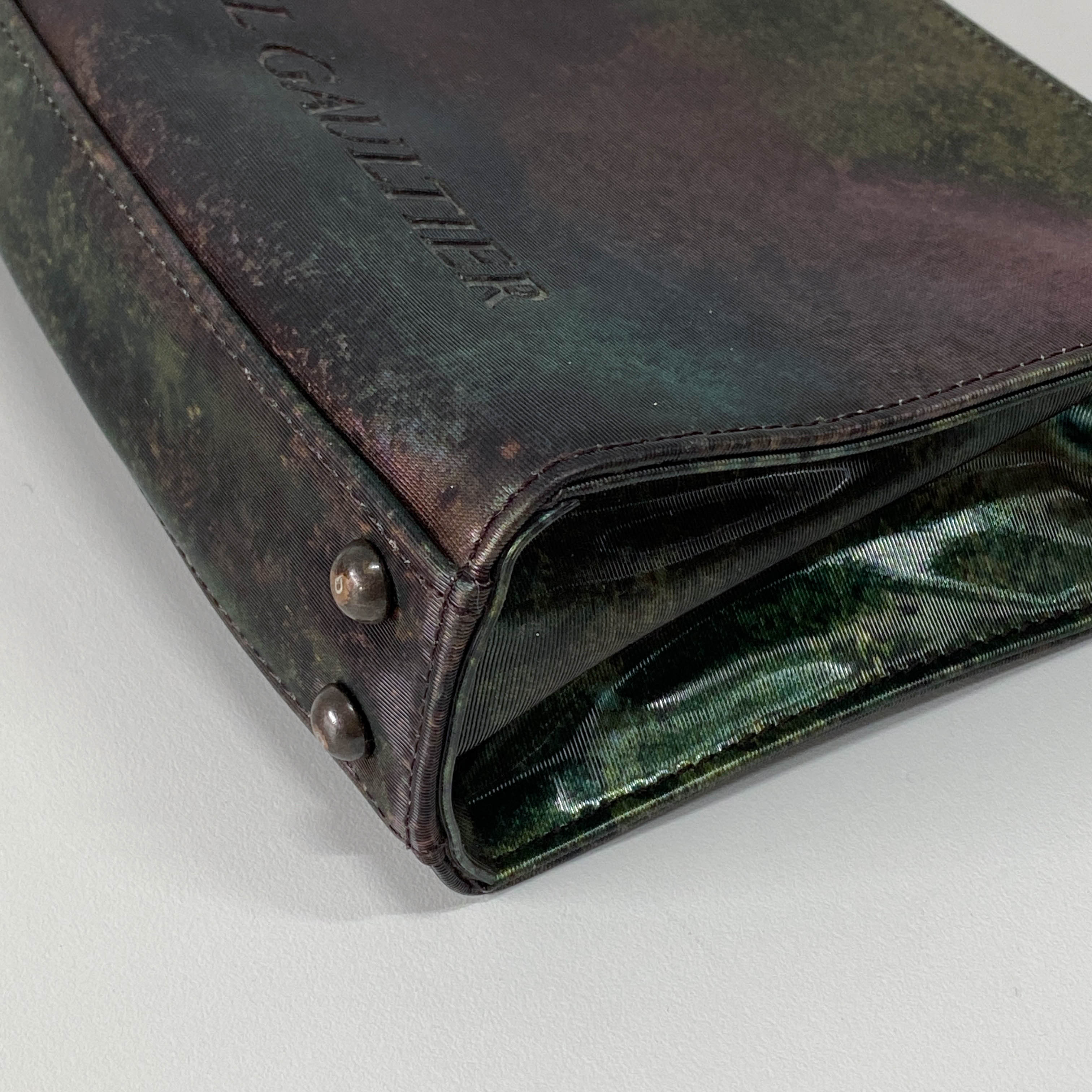 Green Coated Canvas Shoulder Bag