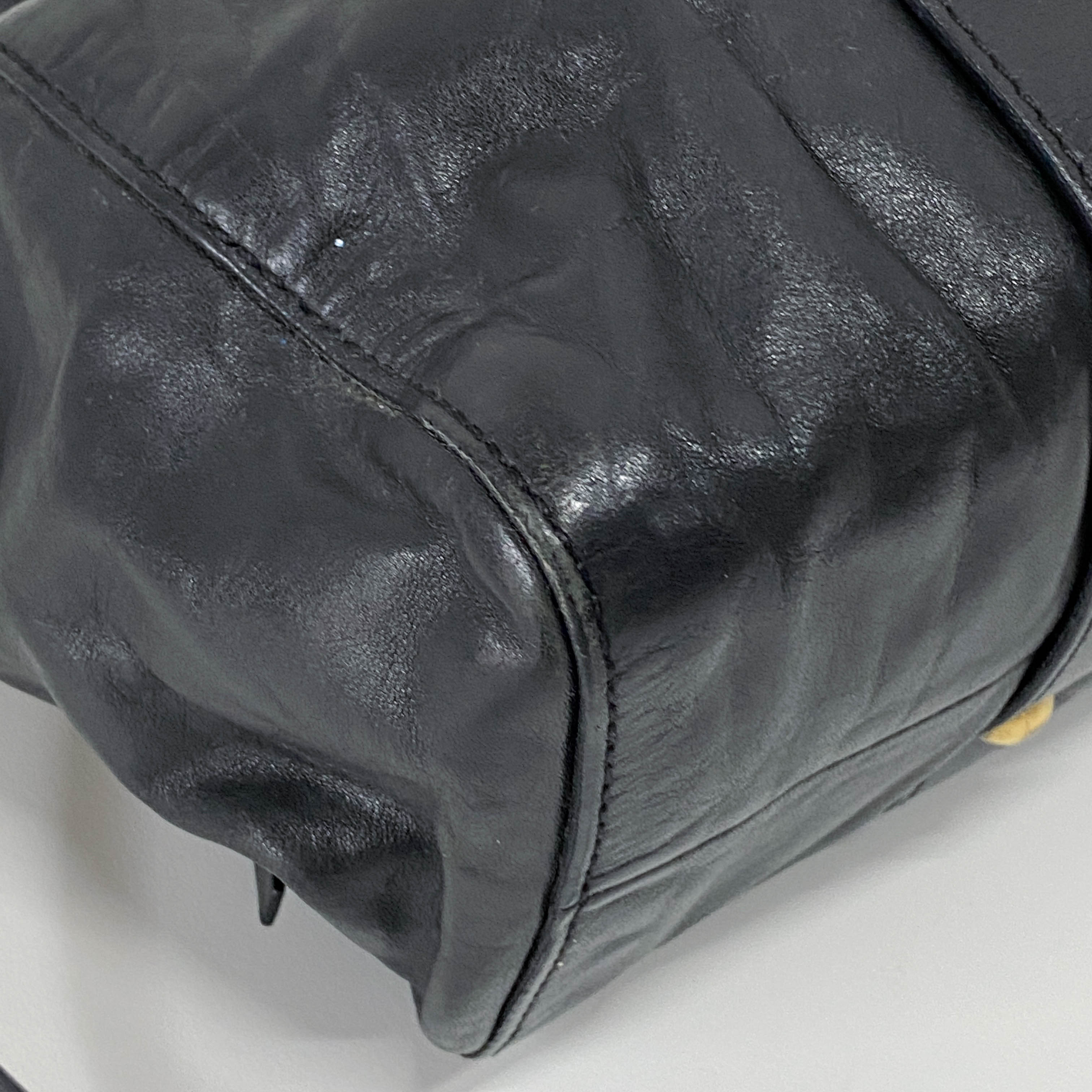 Vitello Black Leather Two Way Bag