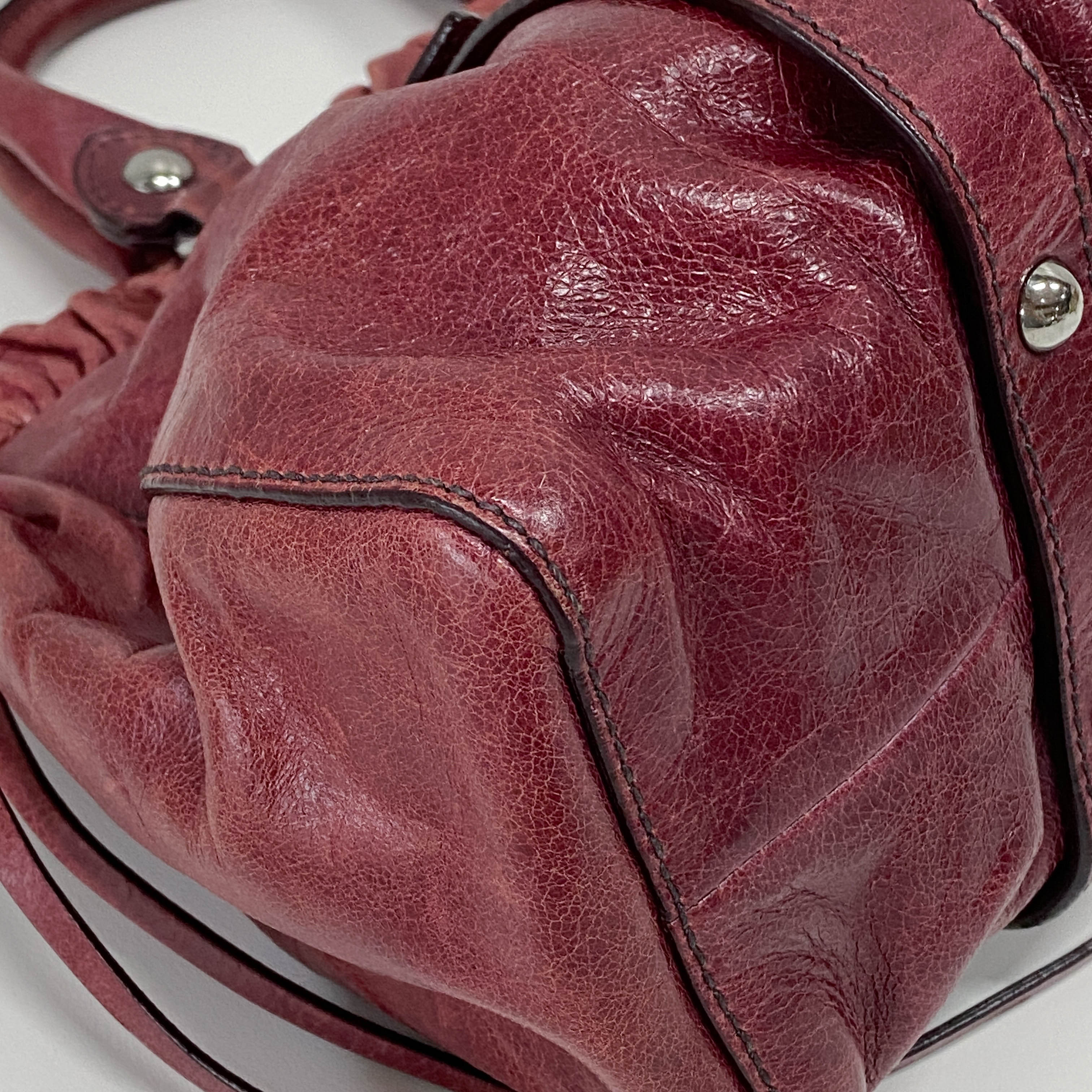 Vitello Red Calfskin Leather Two Way Bag