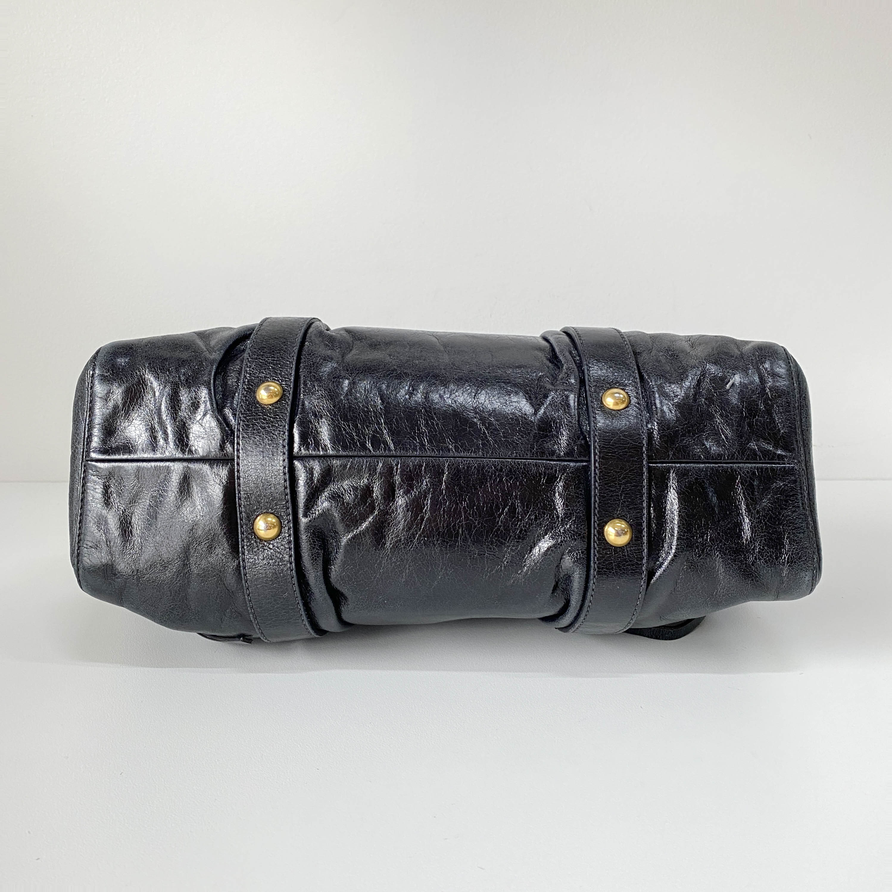 Vitello Black Calfskin Leather Two Way Bag