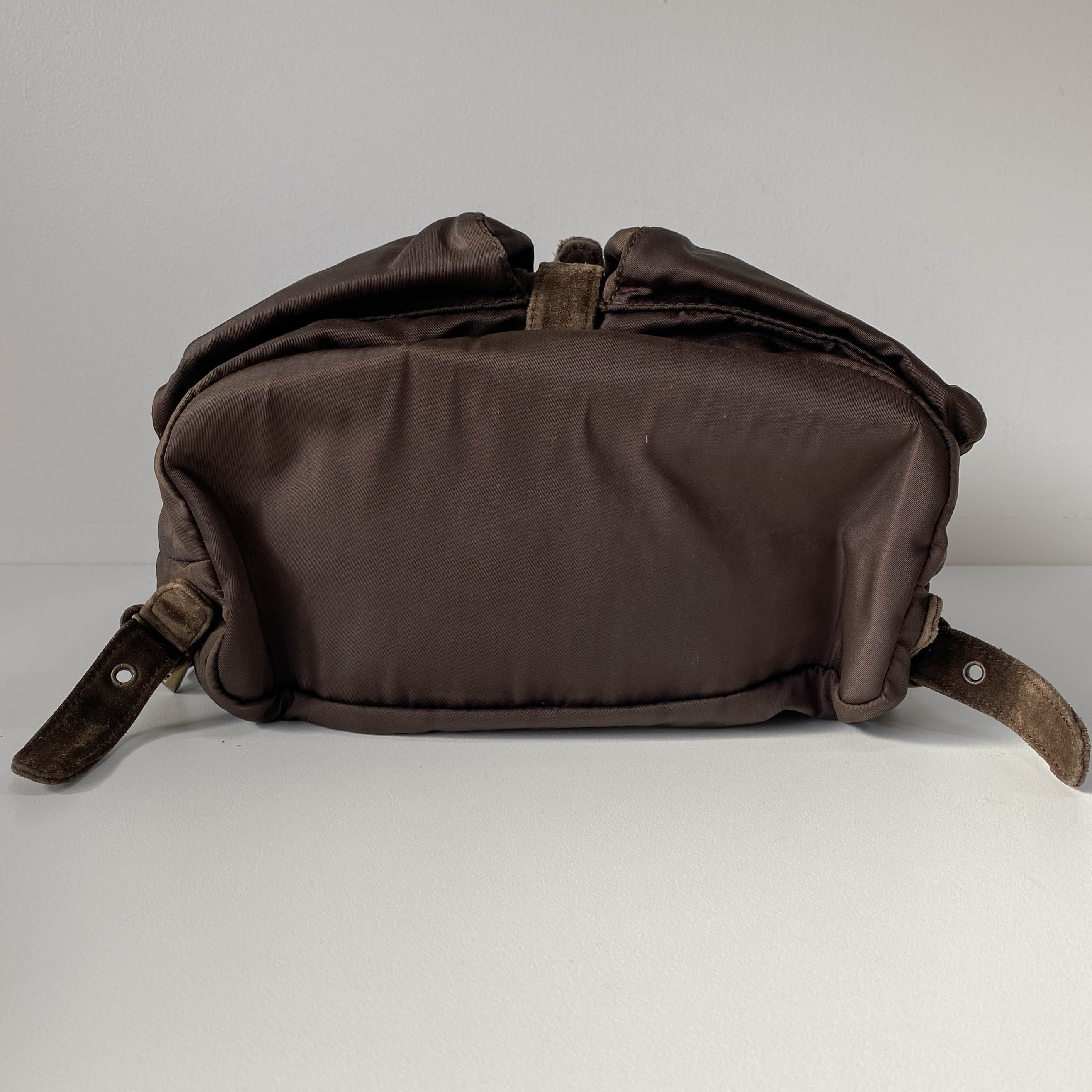 Brown Nylon & Suede Backpack