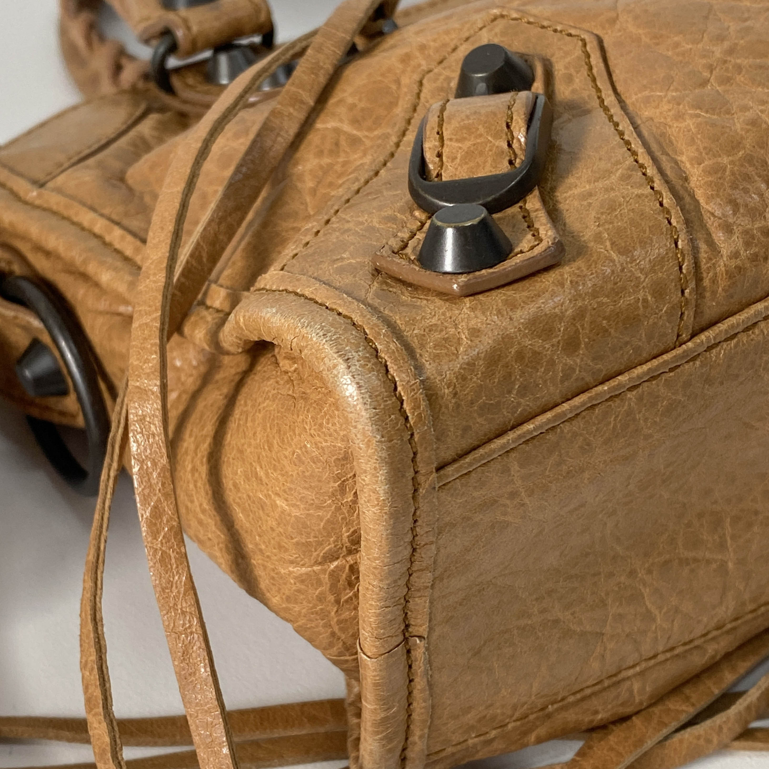 The City Mini Brown Calfskin Leather Handbag