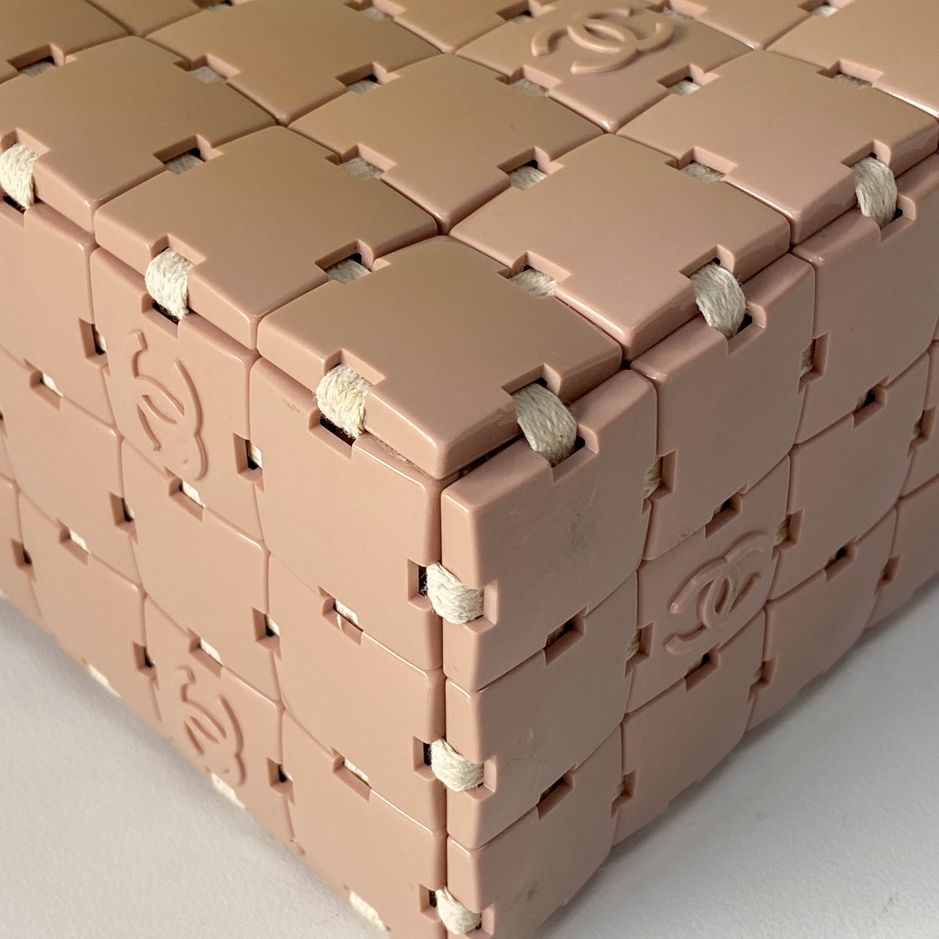 Puzzle Pink/Beige Leather Hand Bag