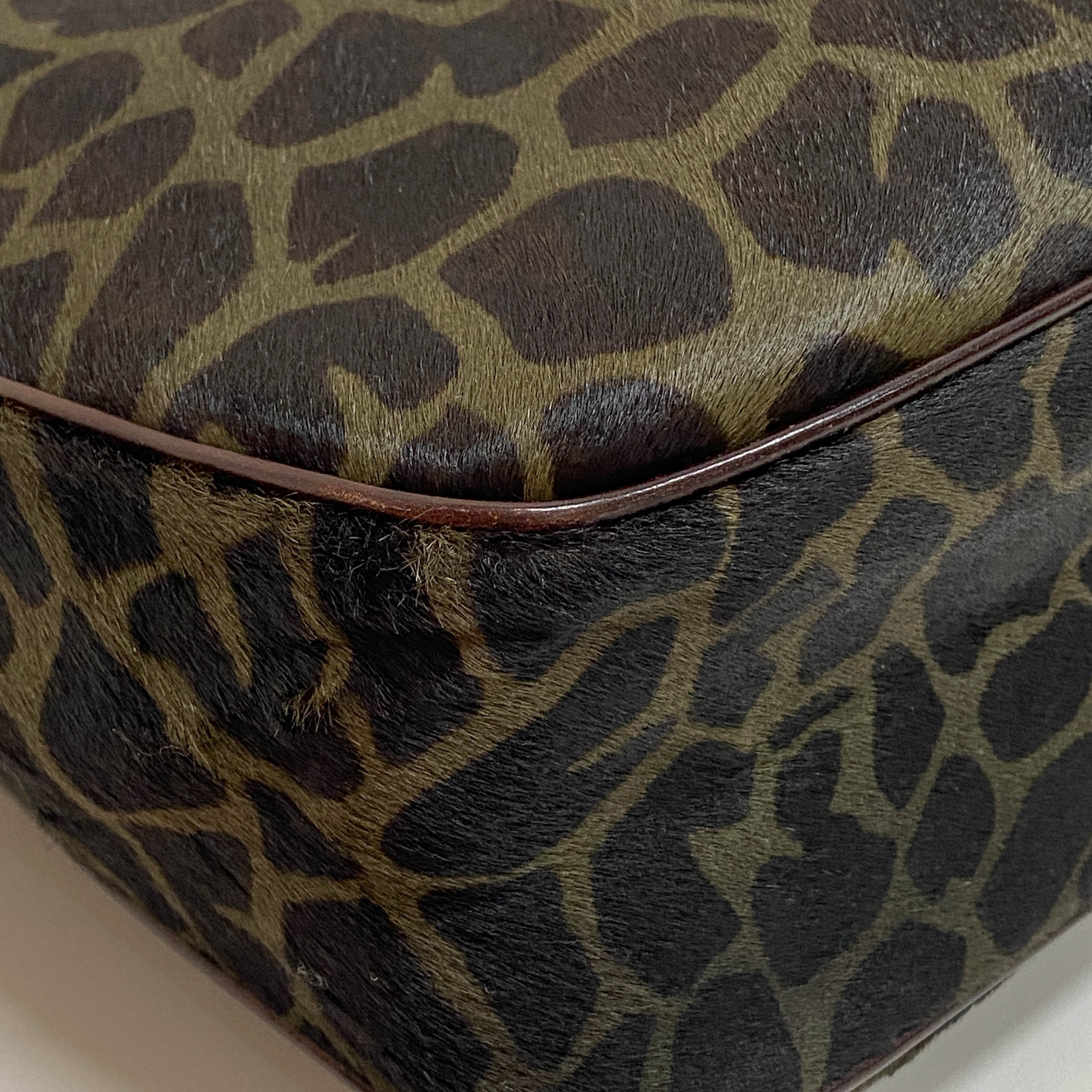 Brown Leopard Print Pony Hair Shoulder Bag