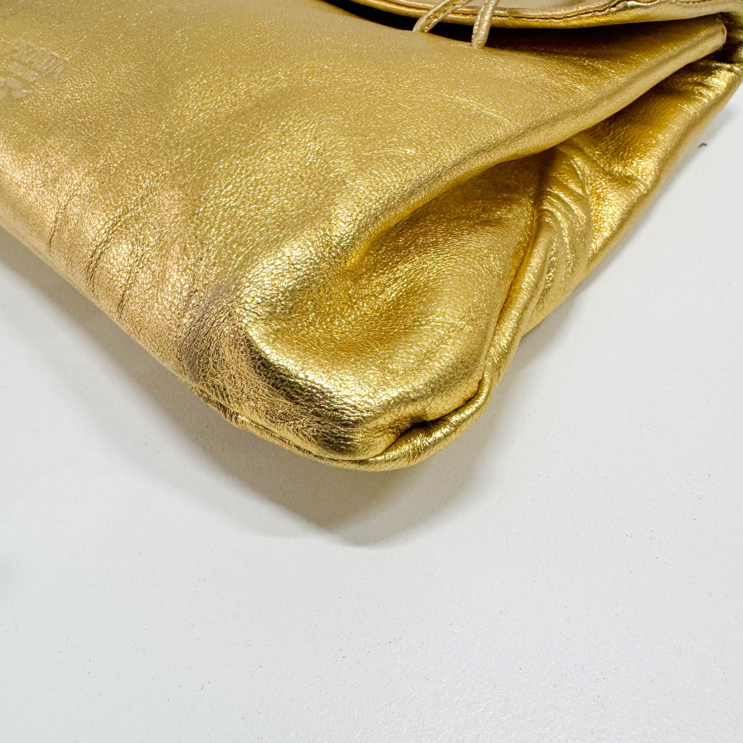 Small Golden Leather Shoulder Bag