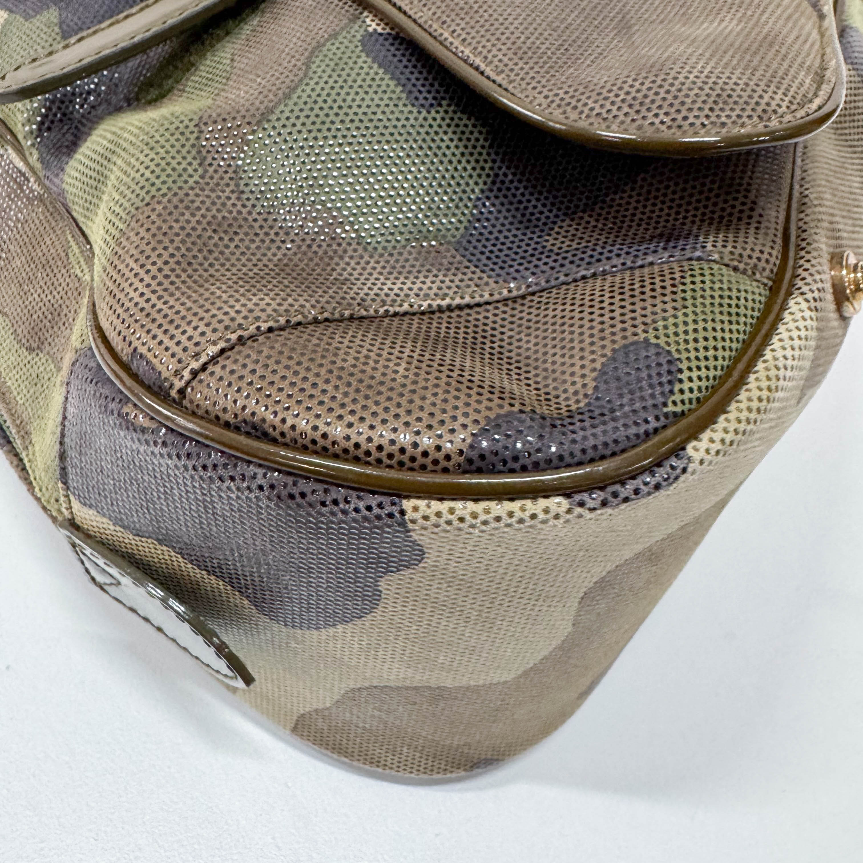 Vintage Green Camouflage Canvas Hand Bag
