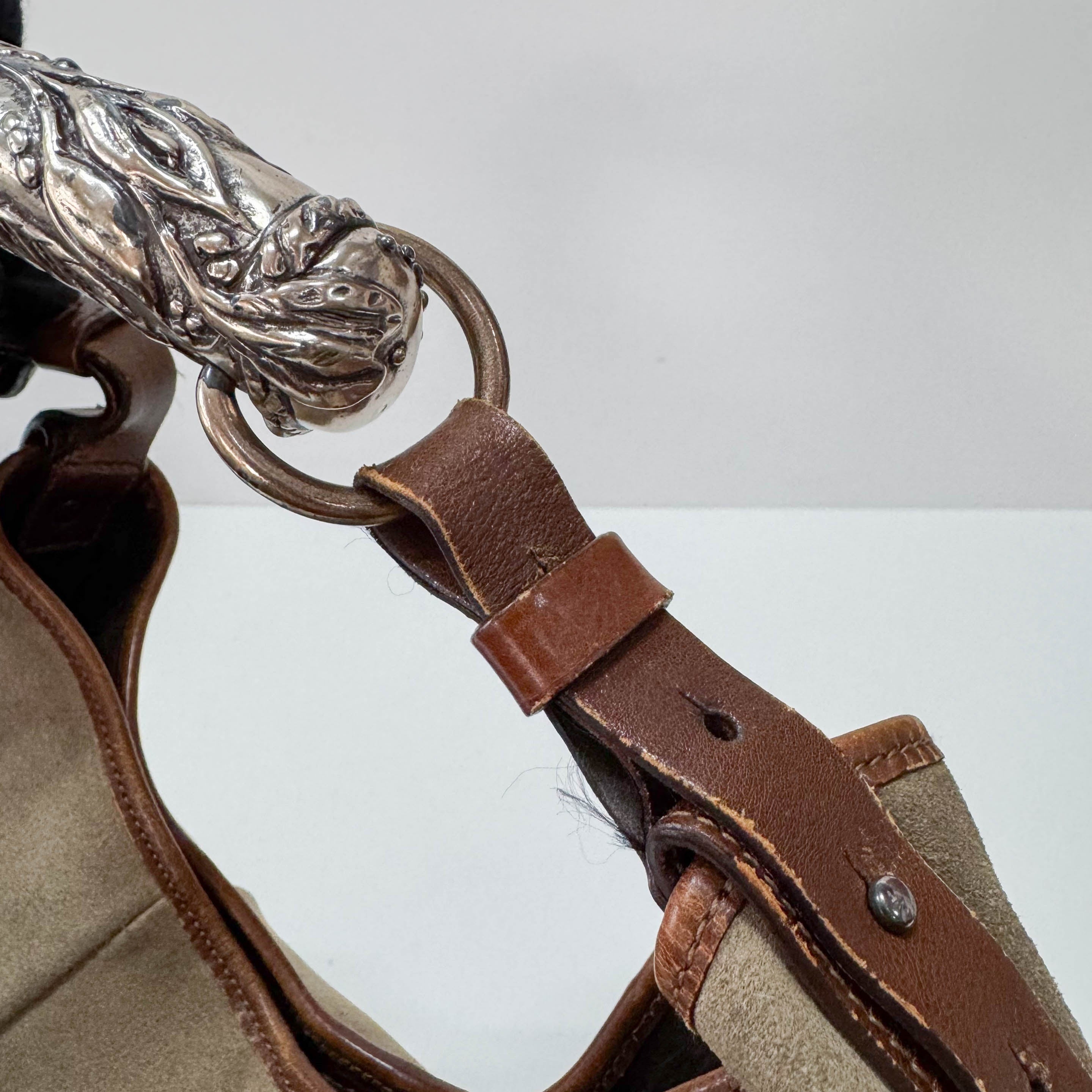 Mombasa Beige Suede Shoulder Bag