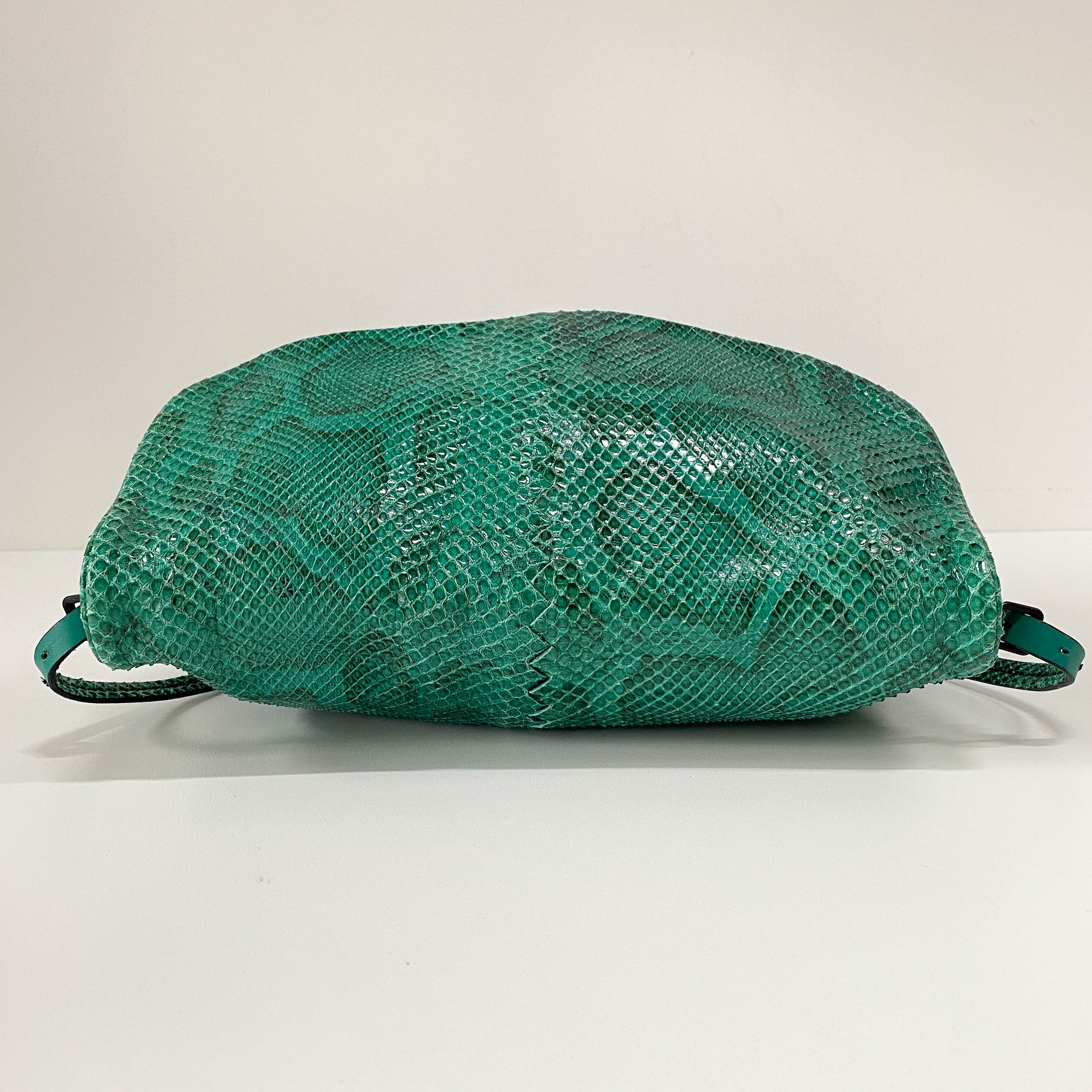 Green Embossed Snake Leather Crossbody Bag