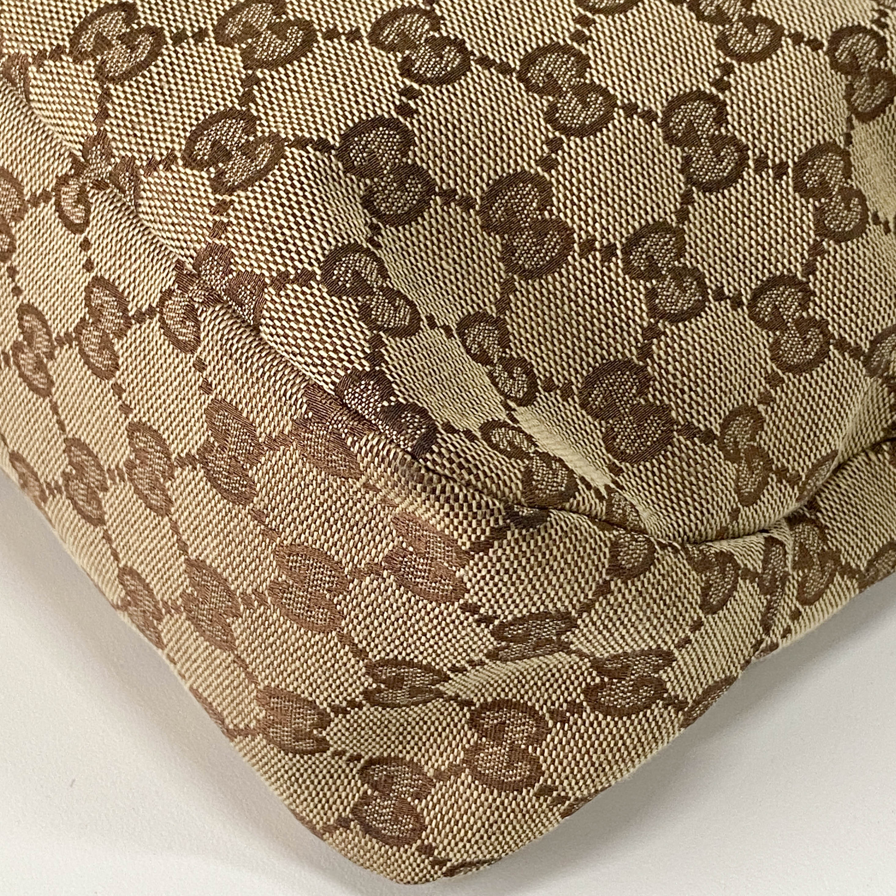 GG Brown Canvas Horsebit Hobo Bag