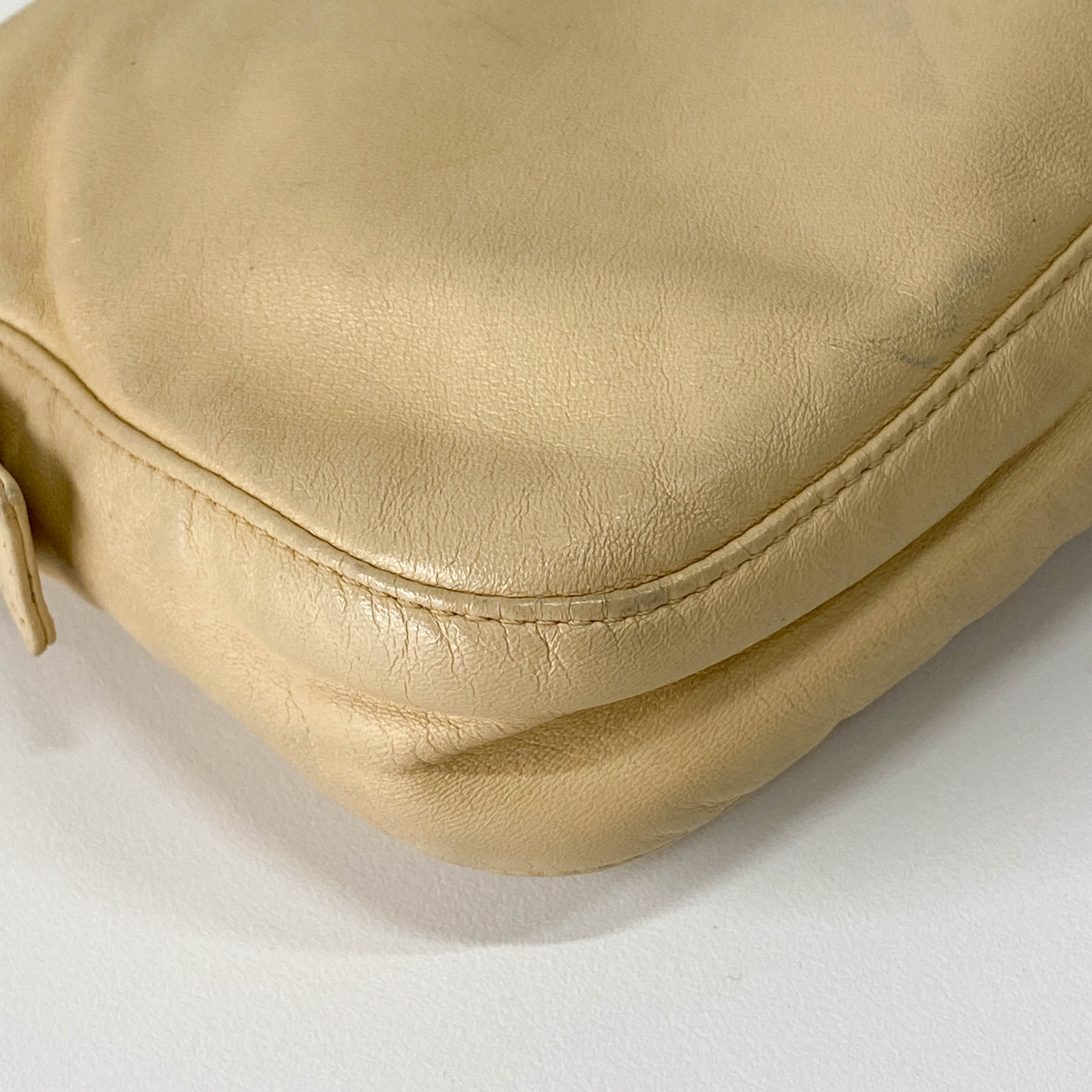 Baguette Beige Leather Shoulder Bag